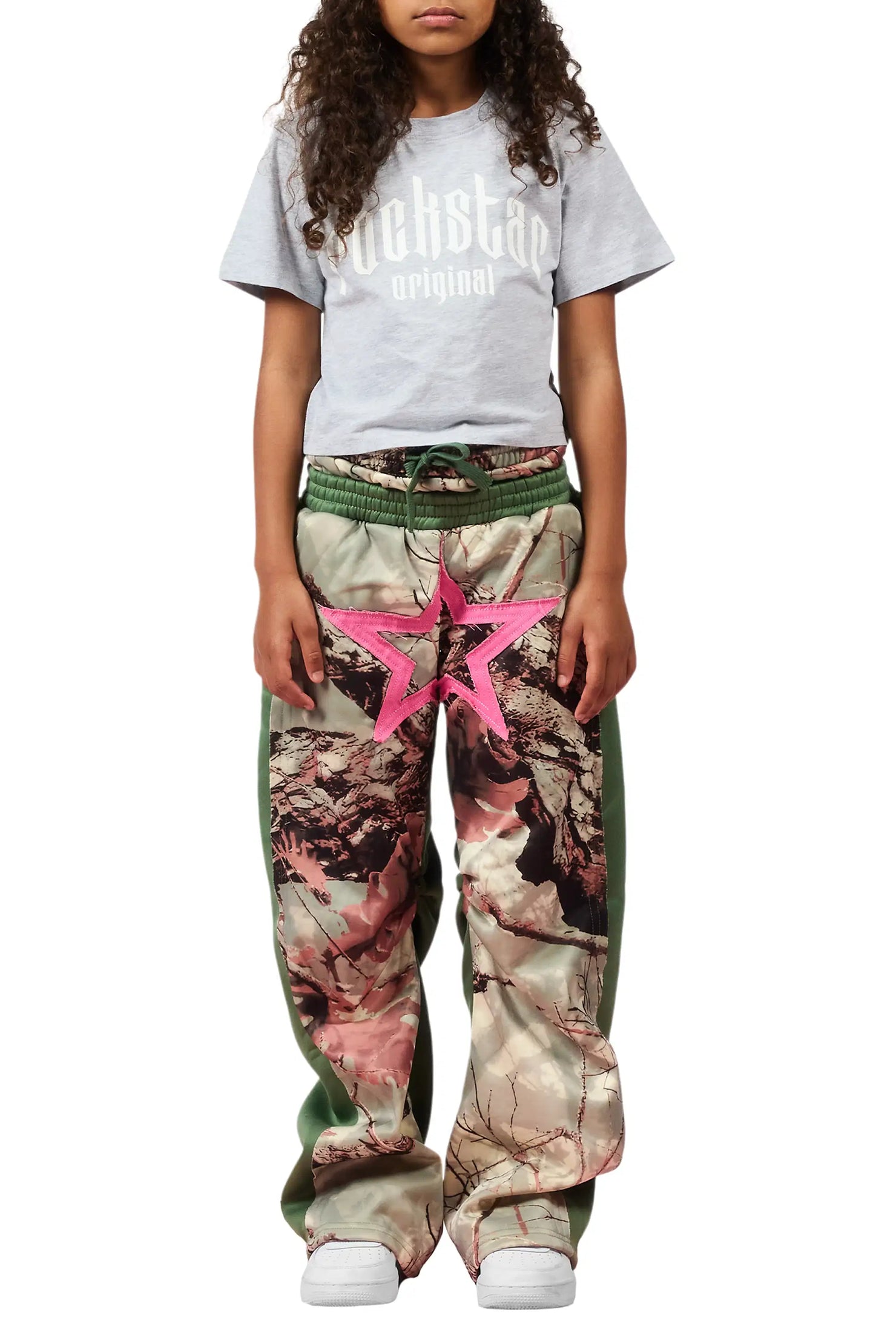 Girls Canaan Camo Double Waisted Baggy Track Pant