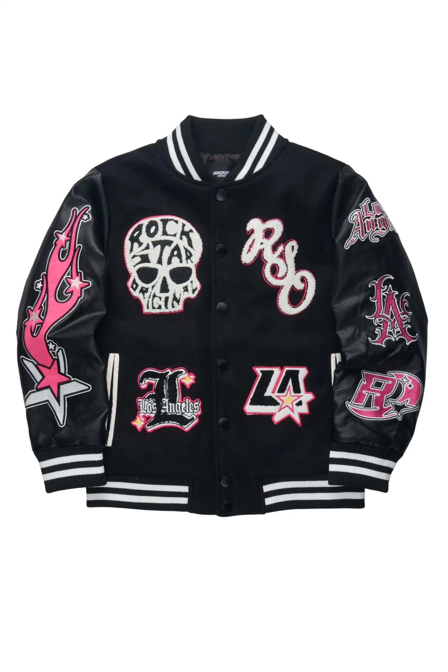 Girls Jermika Black Oversized Varsity Jacket