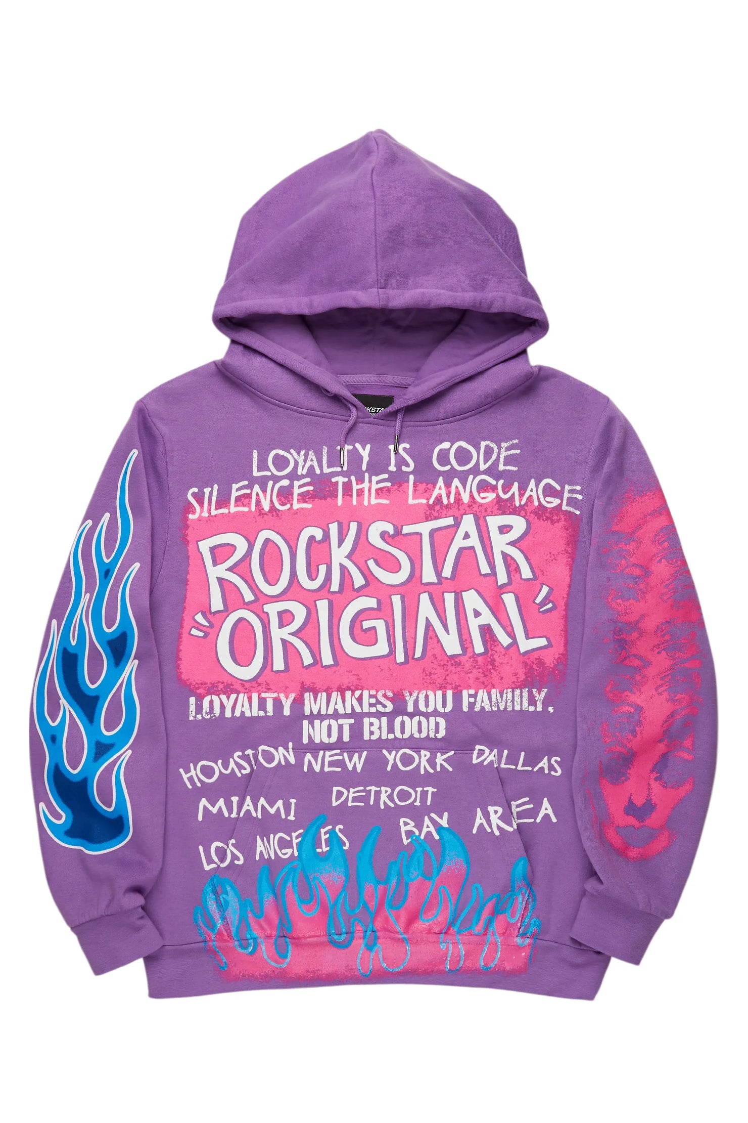 Beno Purple Distressed Graphic Hoodie