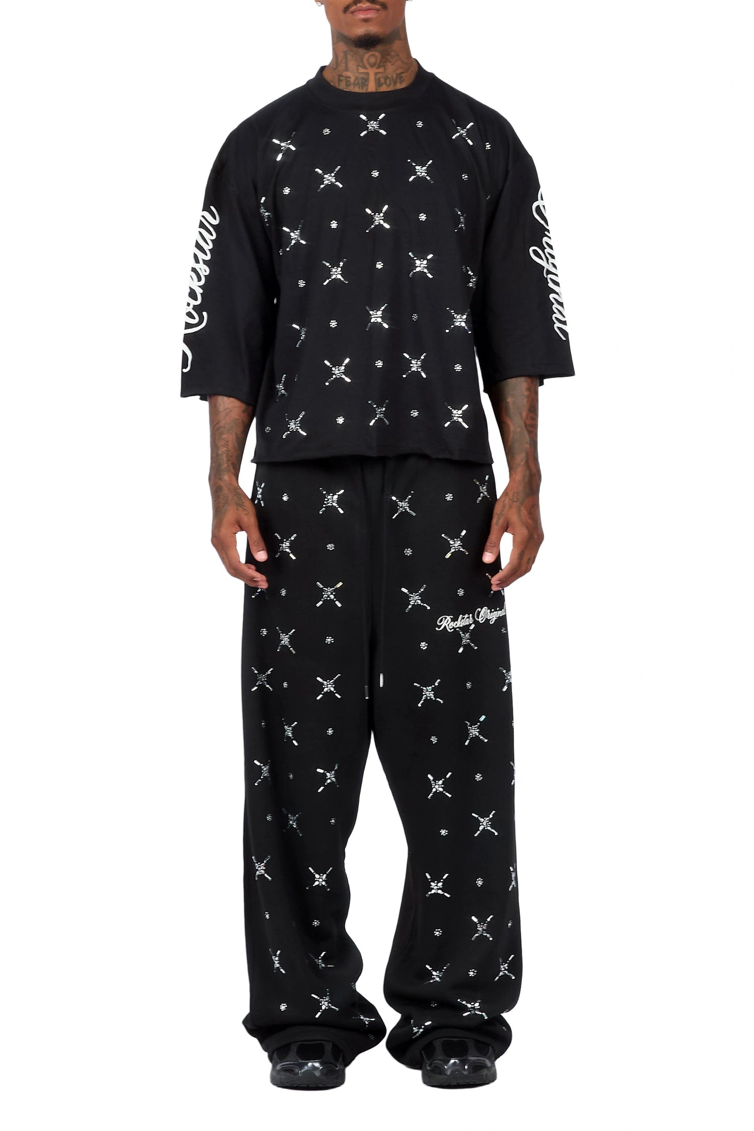 Laredo Black Rhinestone T-Shirt/Baggy Track Set