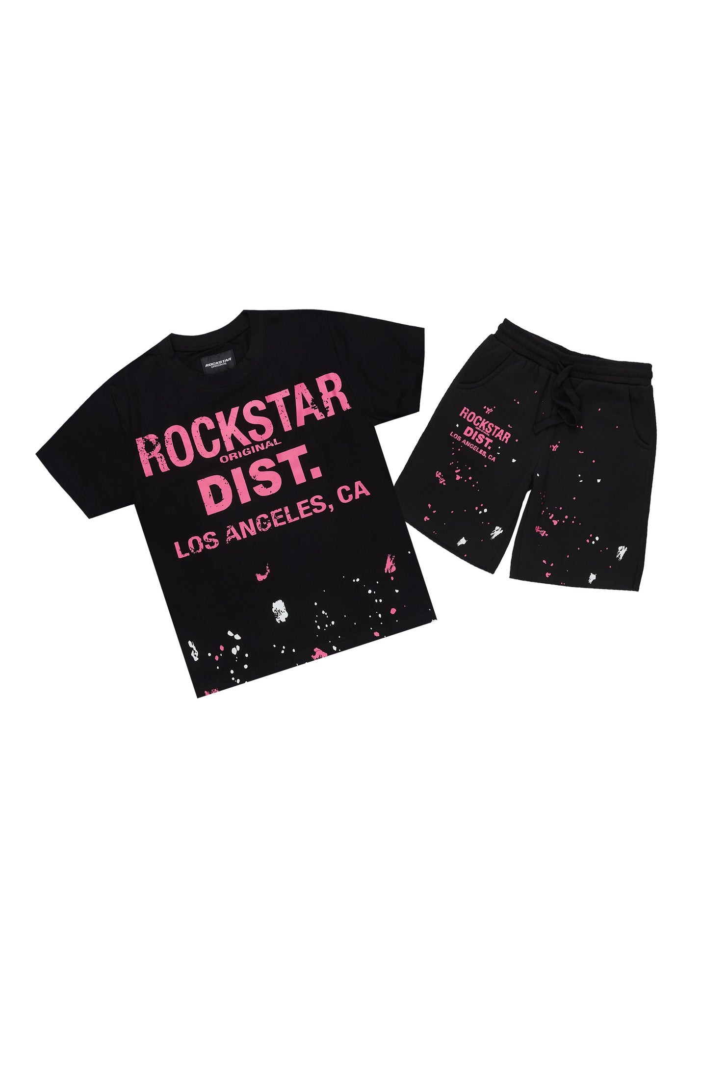 Girls Gianna Black/Pink Short Set