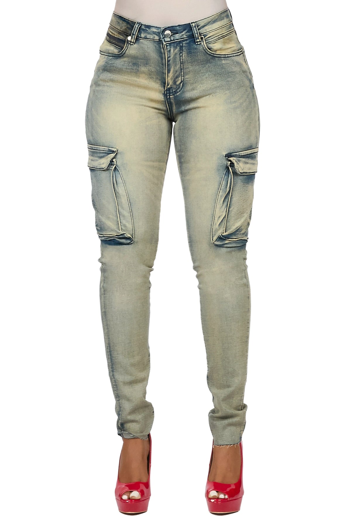 Kimwona Tinted Wash Cargo Skinny Jean