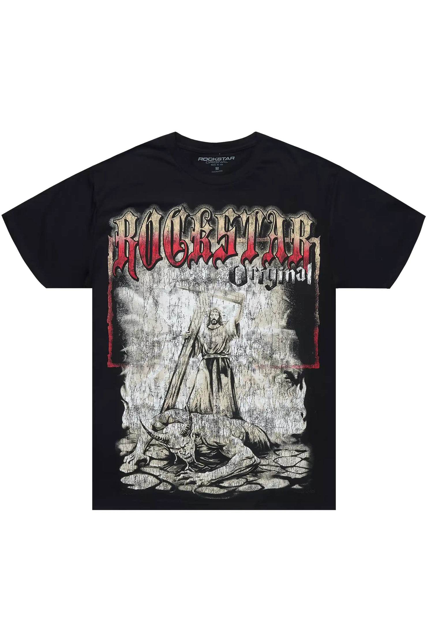 Renzo Black/Red Oversized Graphic T-Shirt