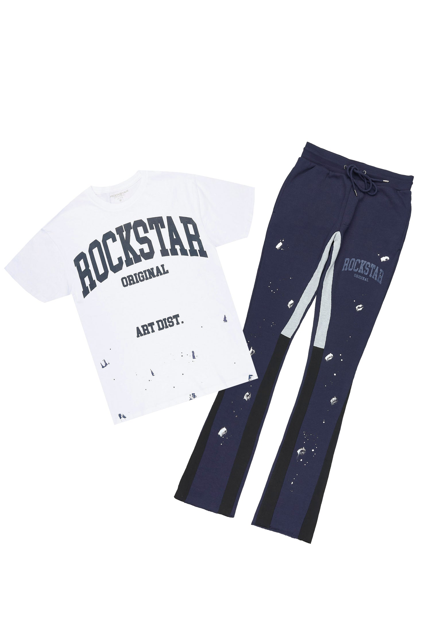 Dyre White/Navy T-Shirt/Relaxed Track Set