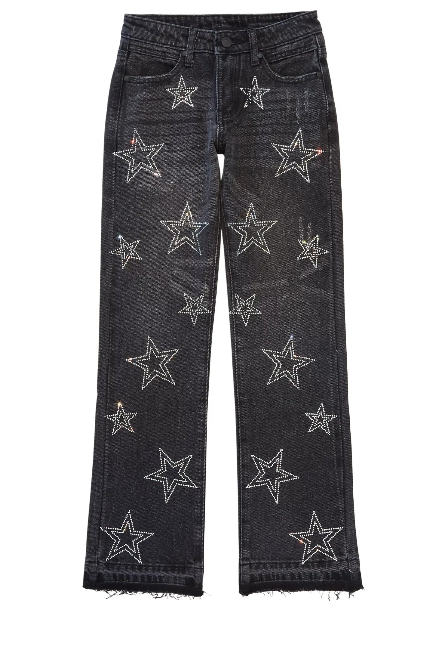 Boys Kama Dark Grey Rhinestone Stacked Flare Jean