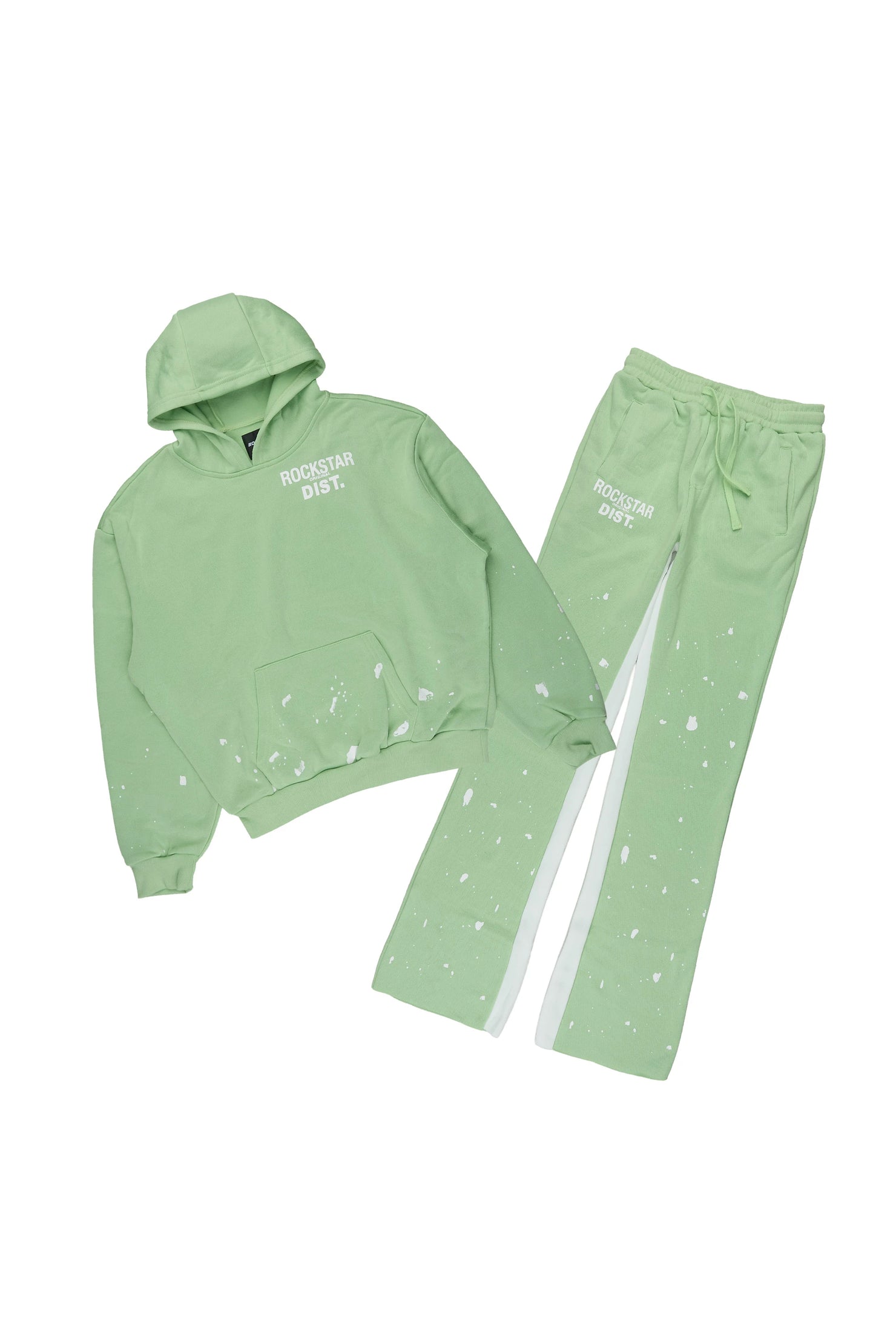 Boys Raffer 2.0 Sage/White Hoodie/Stacked Flare Track Set