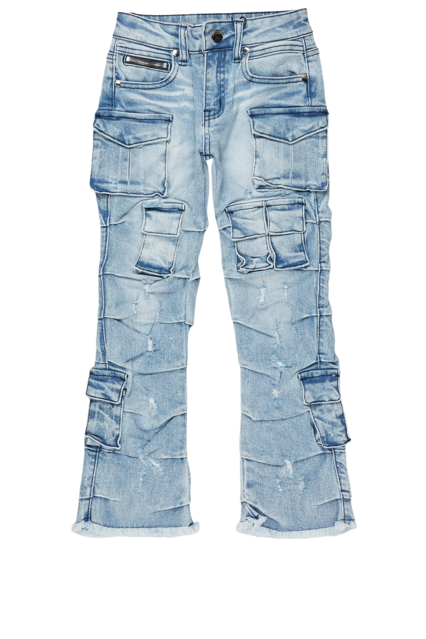 Boys Gentry Light Blue Stacked Flare Jean