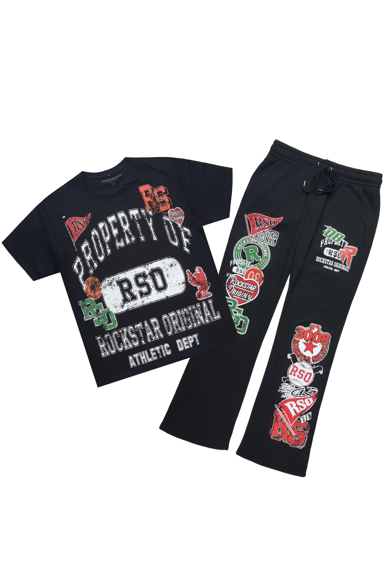 Syrix Black/Multi T-Shirt/Relaxed Track Set