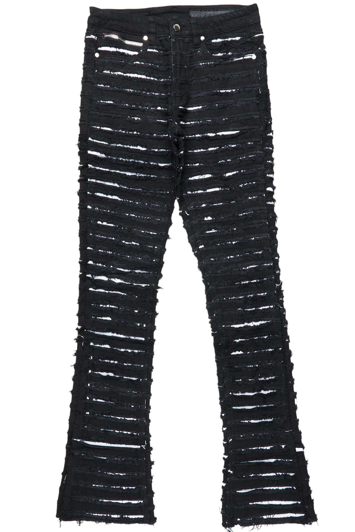 Korren White/Black Stacked Flare Jean