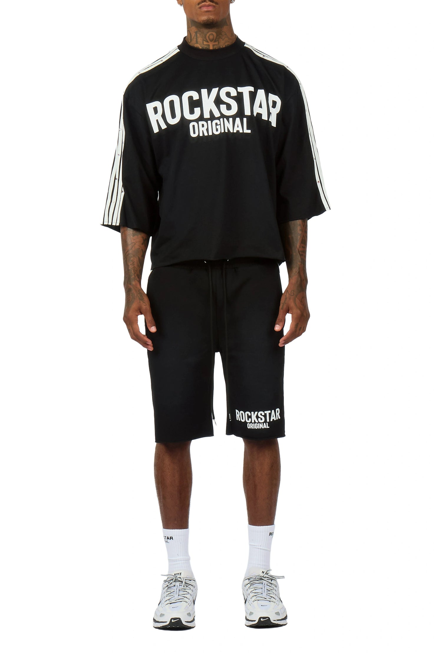 Gulis Black Rhinestone T-Shirt Short Set