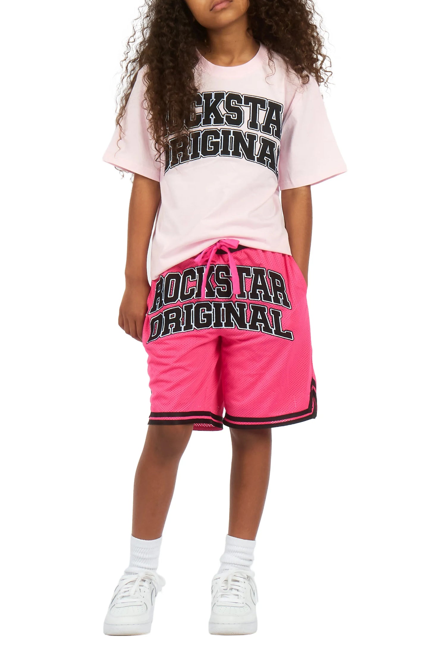 Girls Vanissa Pink Fitted T-Shirt Short Set