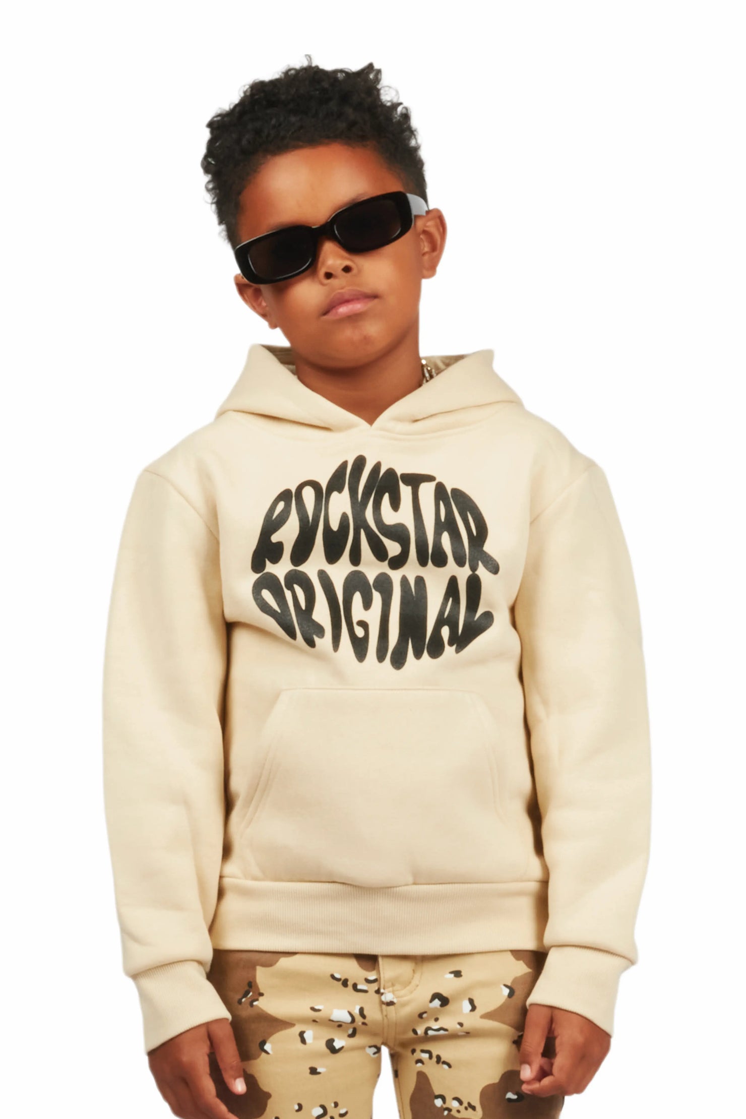 Boys Thierry Beige Graphic Hoodie