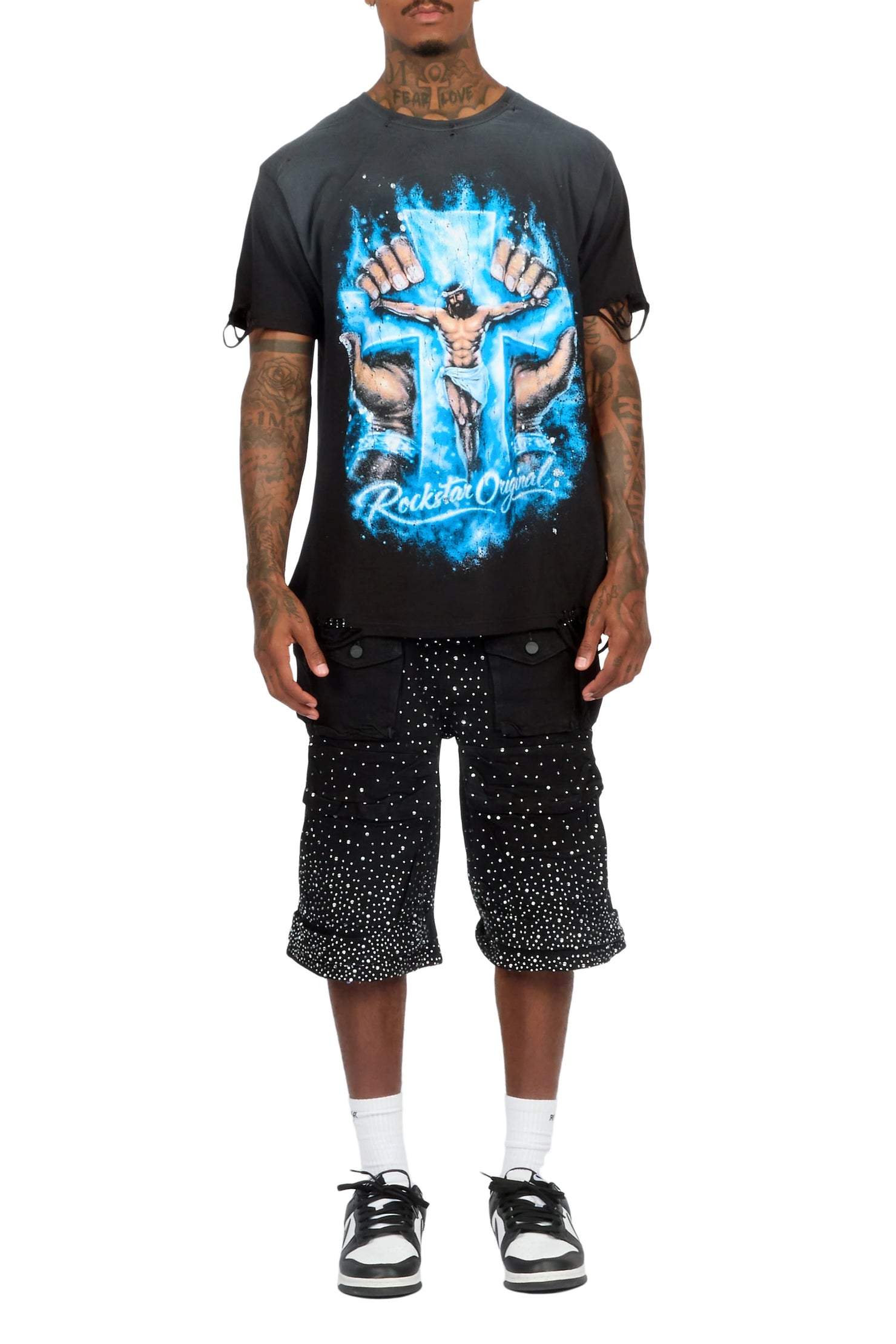 Keoni Black Rhinestone Denim Short