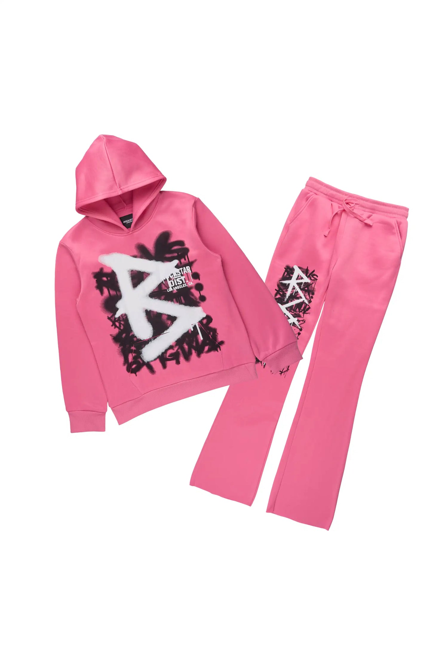 Girls Tanesha Pink Stacked Track Set