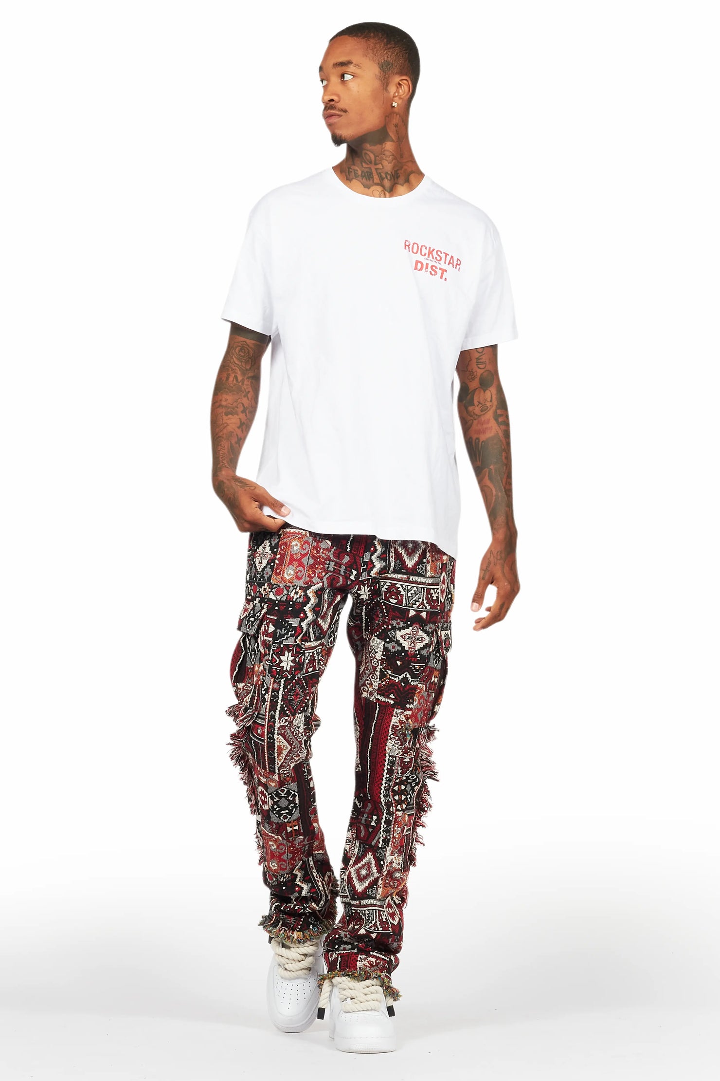 Ayami Black/Multi Slim Tapestry Flare Jean