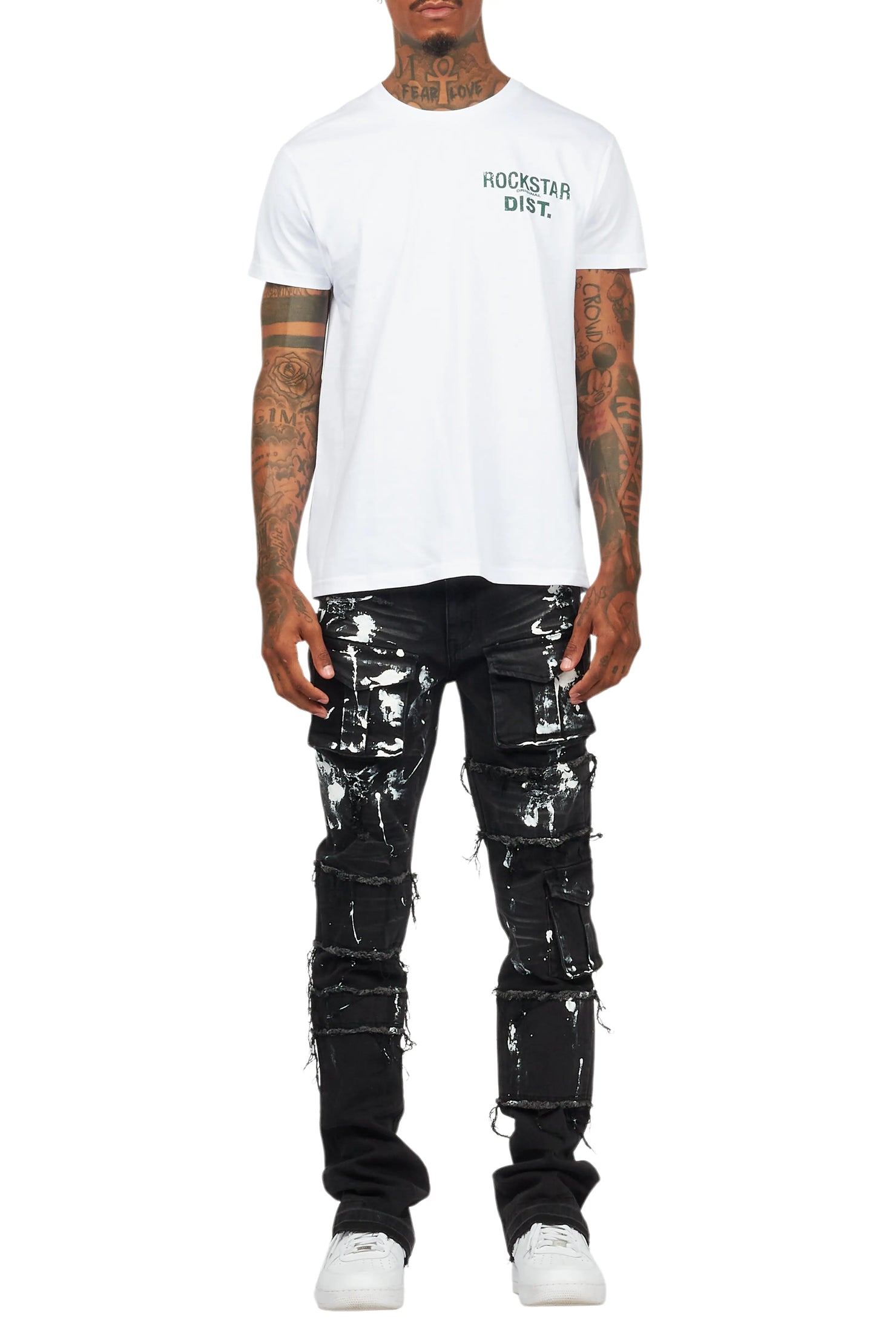 Folly Dark Grey Painter Stacked Flare Jean