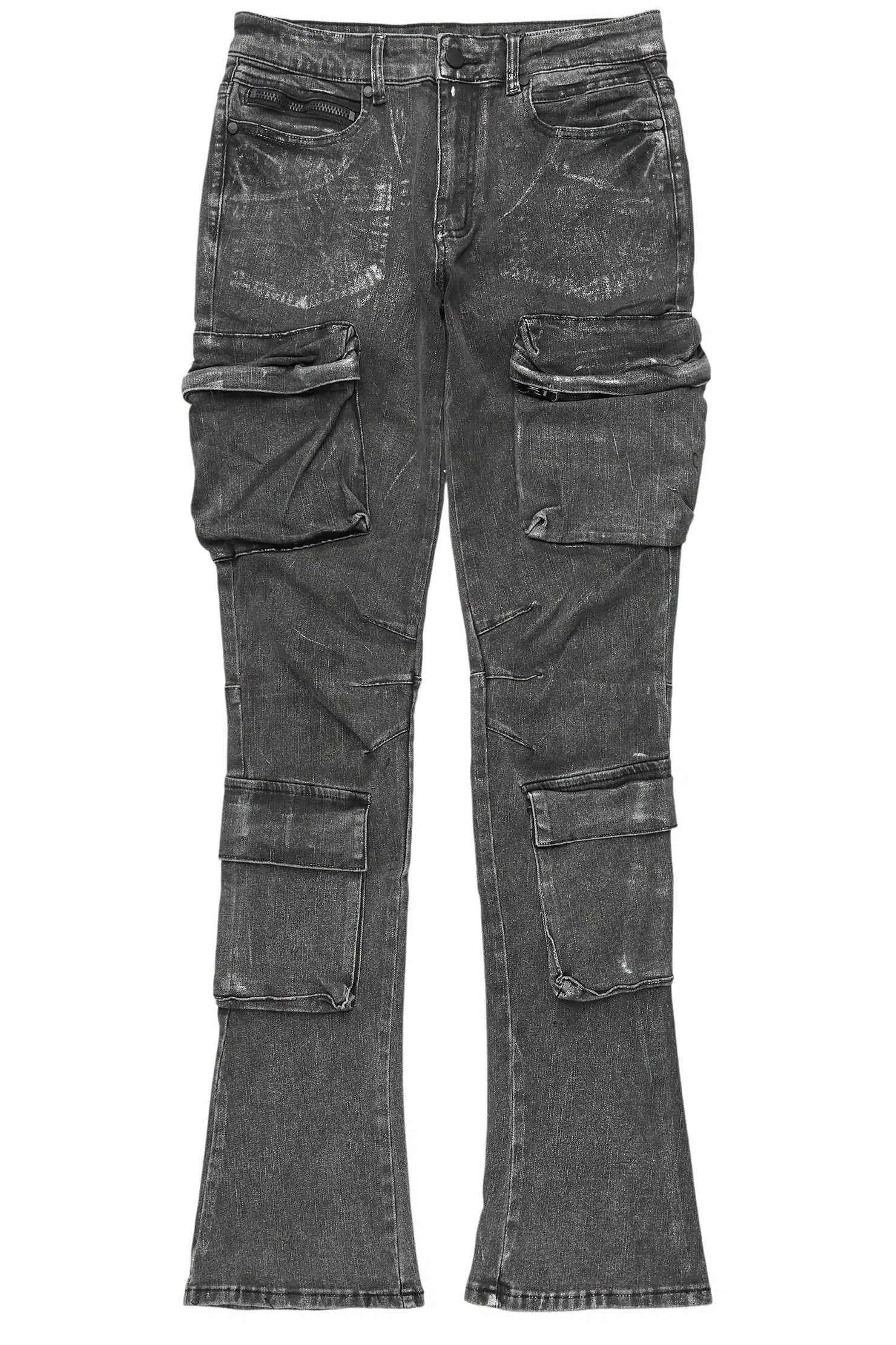 Titan Foil Stacked Flare Jean
