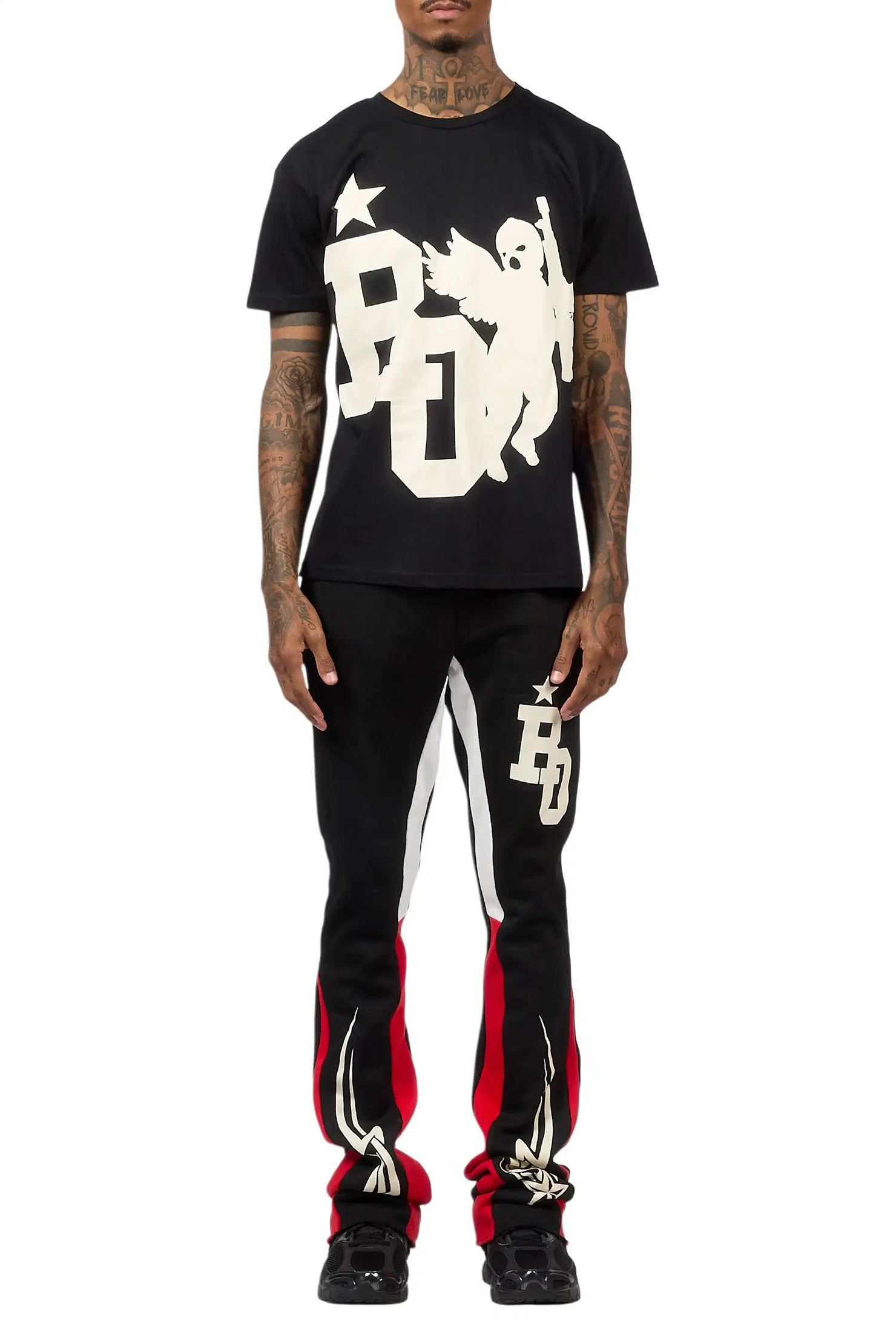 Pluton Black/Cream T-Shirt/Relaxed Track Set