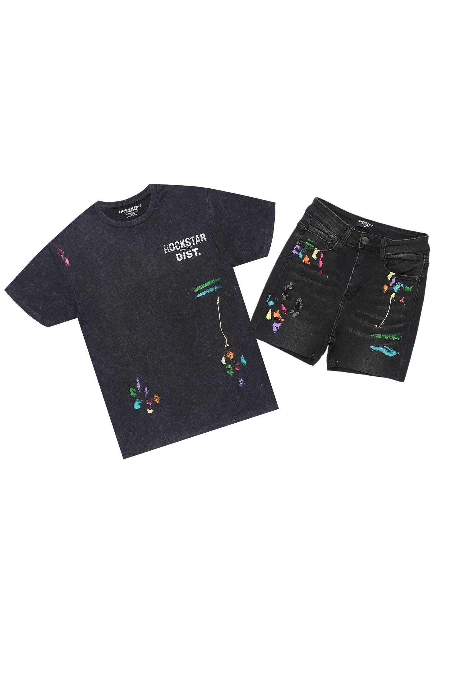 Kristena Black Denim Short Set