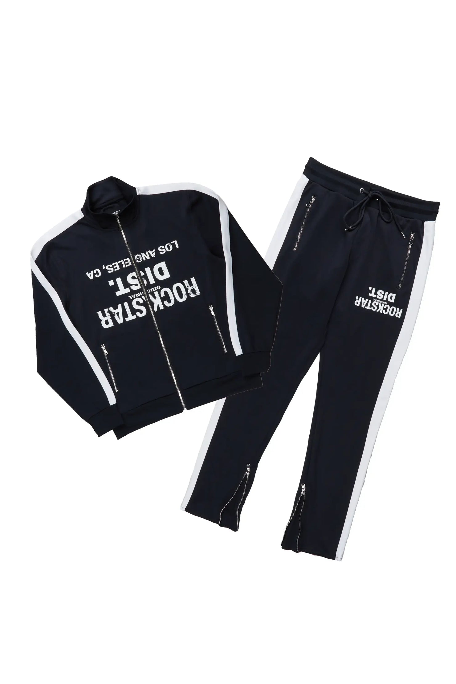 Dist. Town Black Slim Fit Tricot Track Set