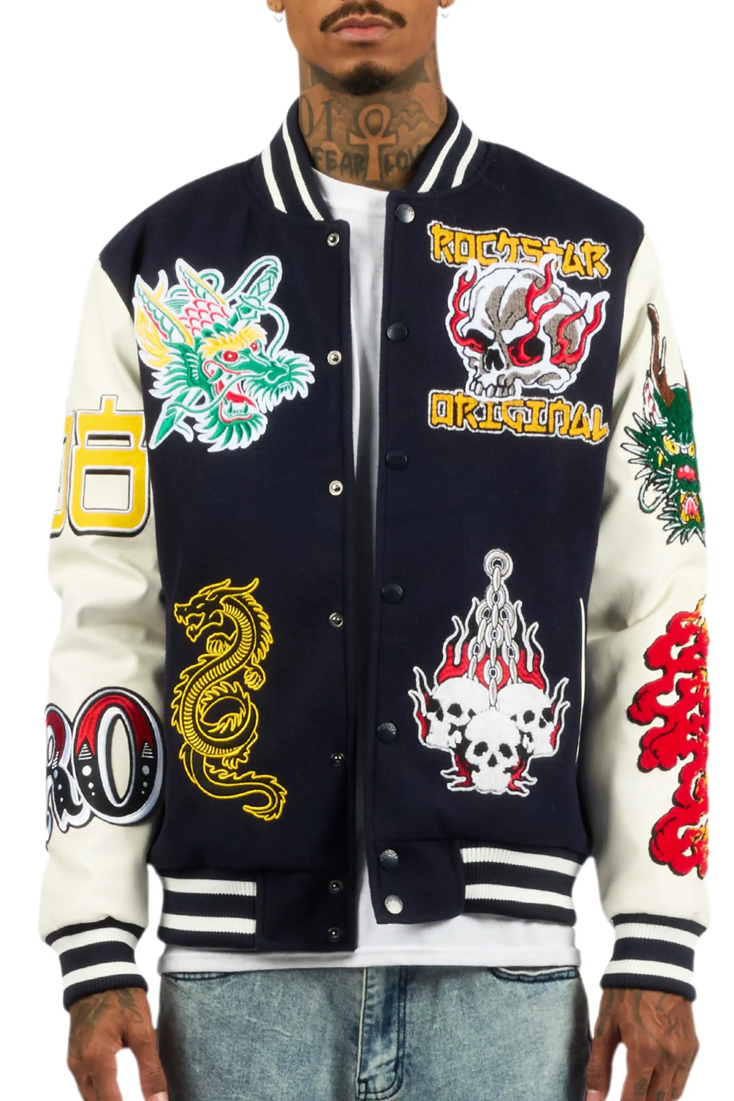 Python Navy Varsity Jacket