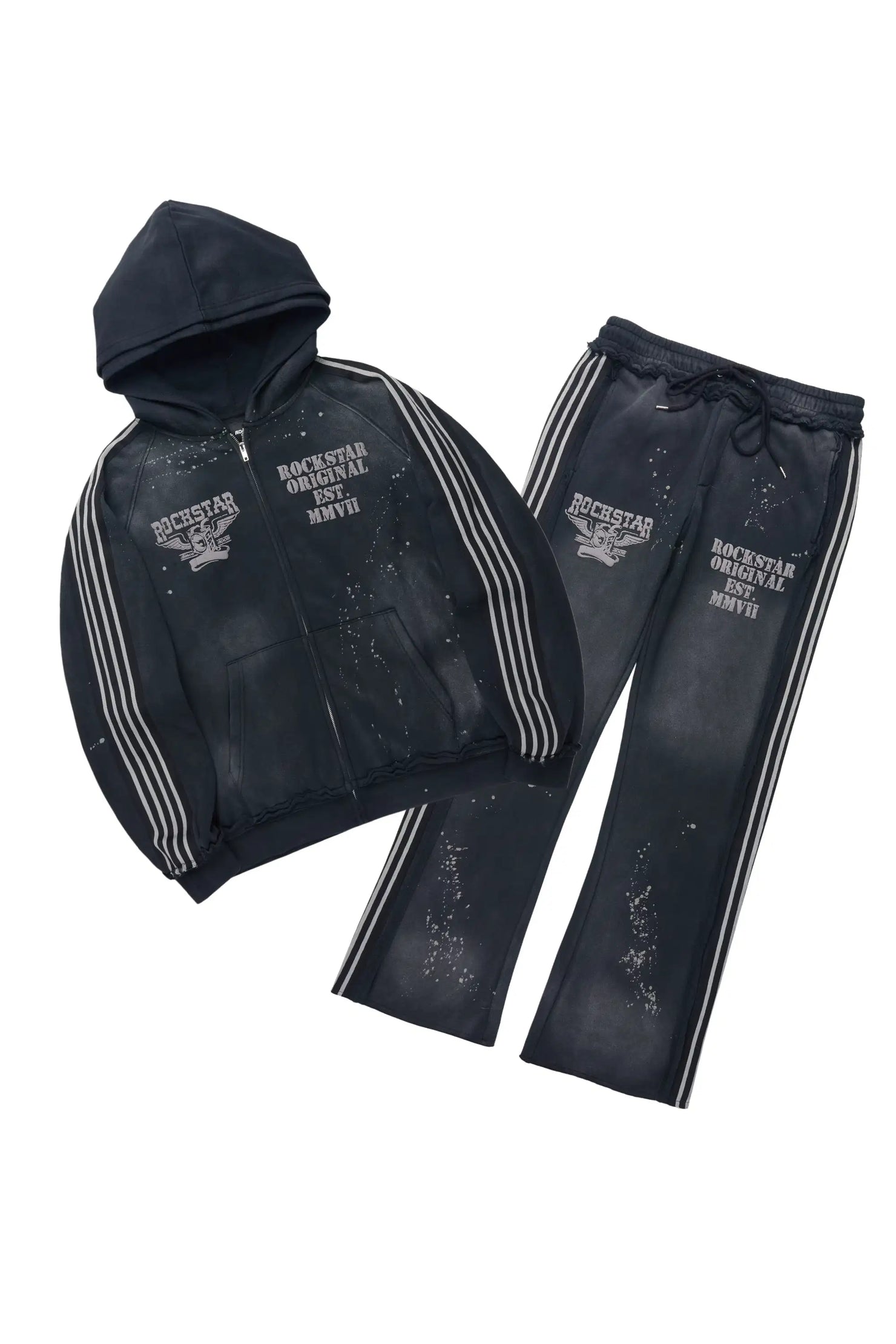 Manier Vintage Black Hoodie/Straight Pant Track Set