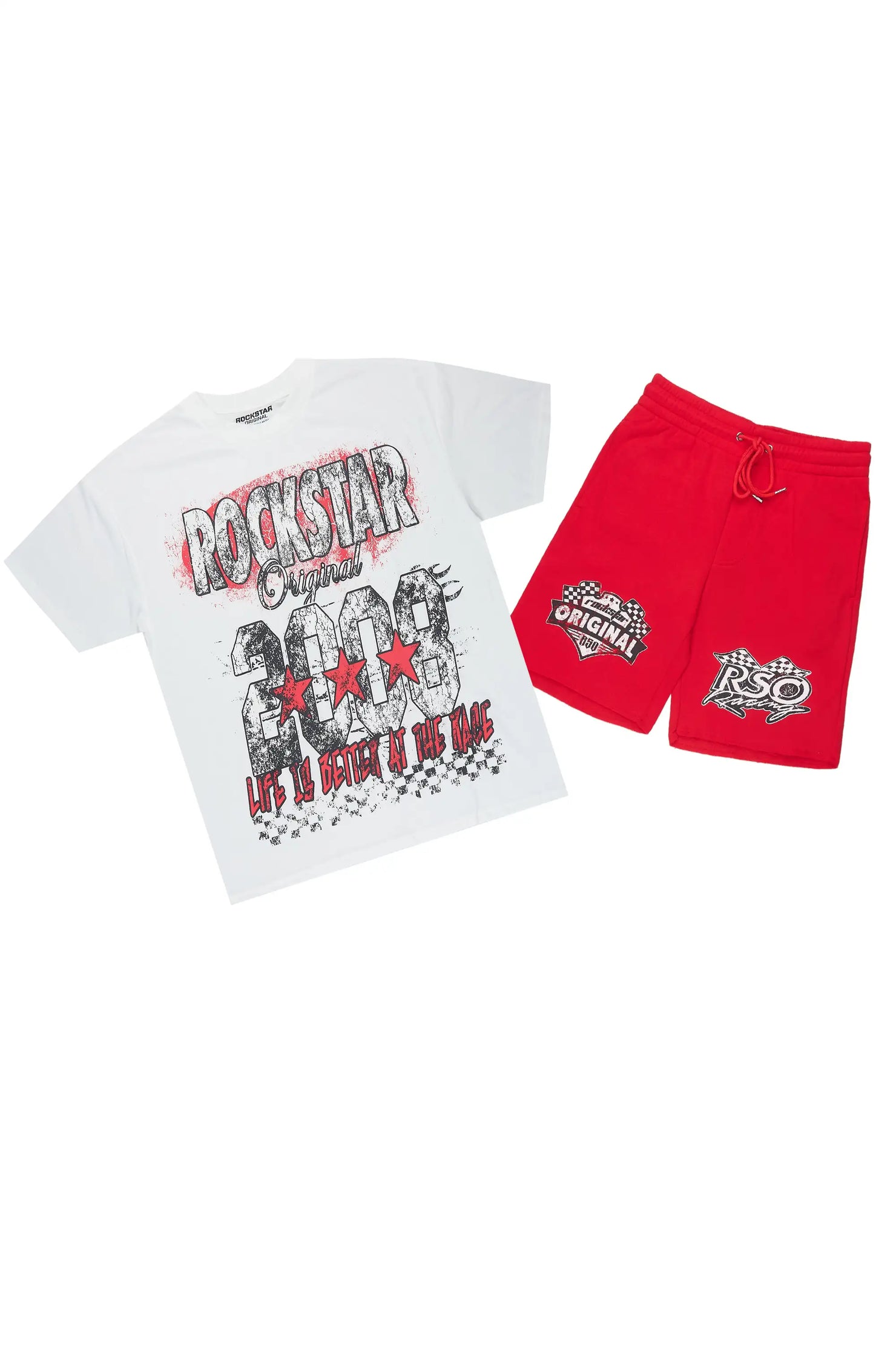 Racing Grung White/Red Graphic T-Shirt Short Set
