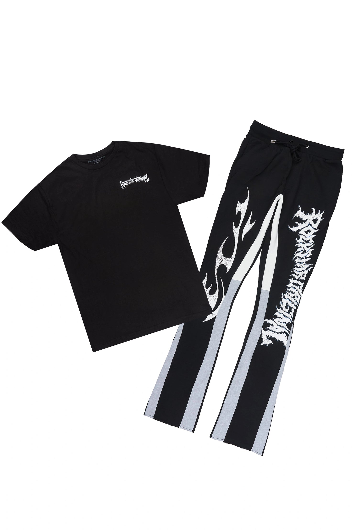 Deathrow 3.0 Black T-Shirt/Stacked Flare Pant Set