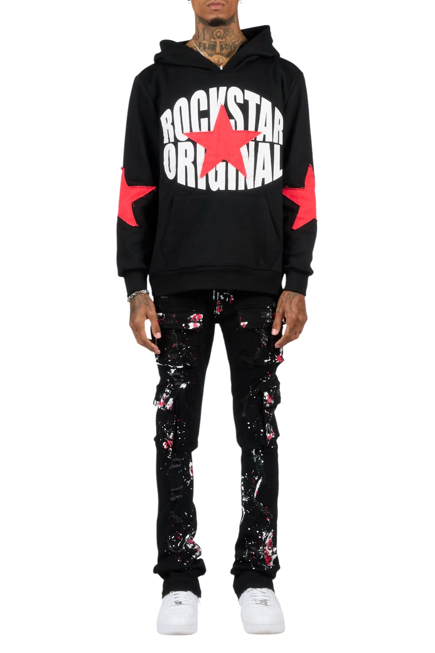 States 2.0 Black/Black Hoodie/Stacked Flare Jean Set