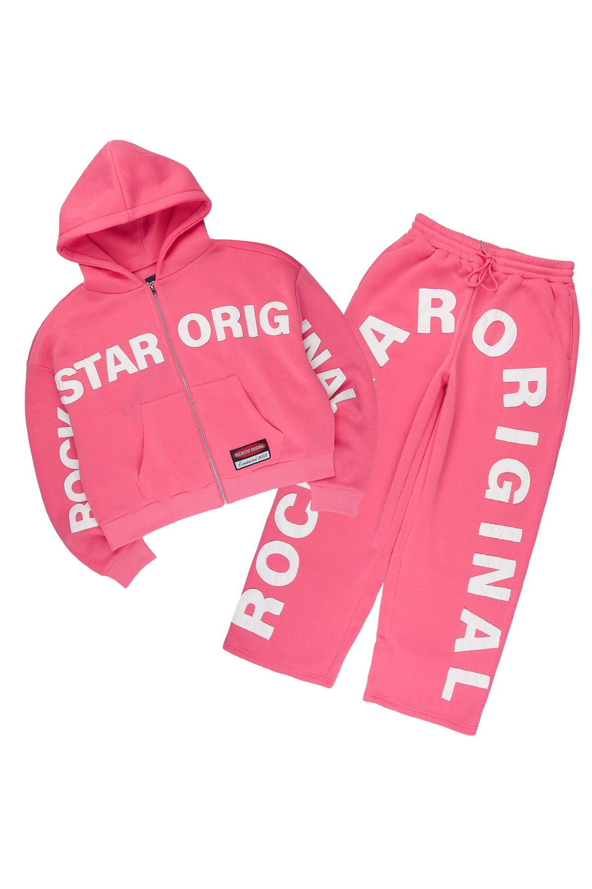 Raynecia Pink Zip Up Baggy Fit Track Set