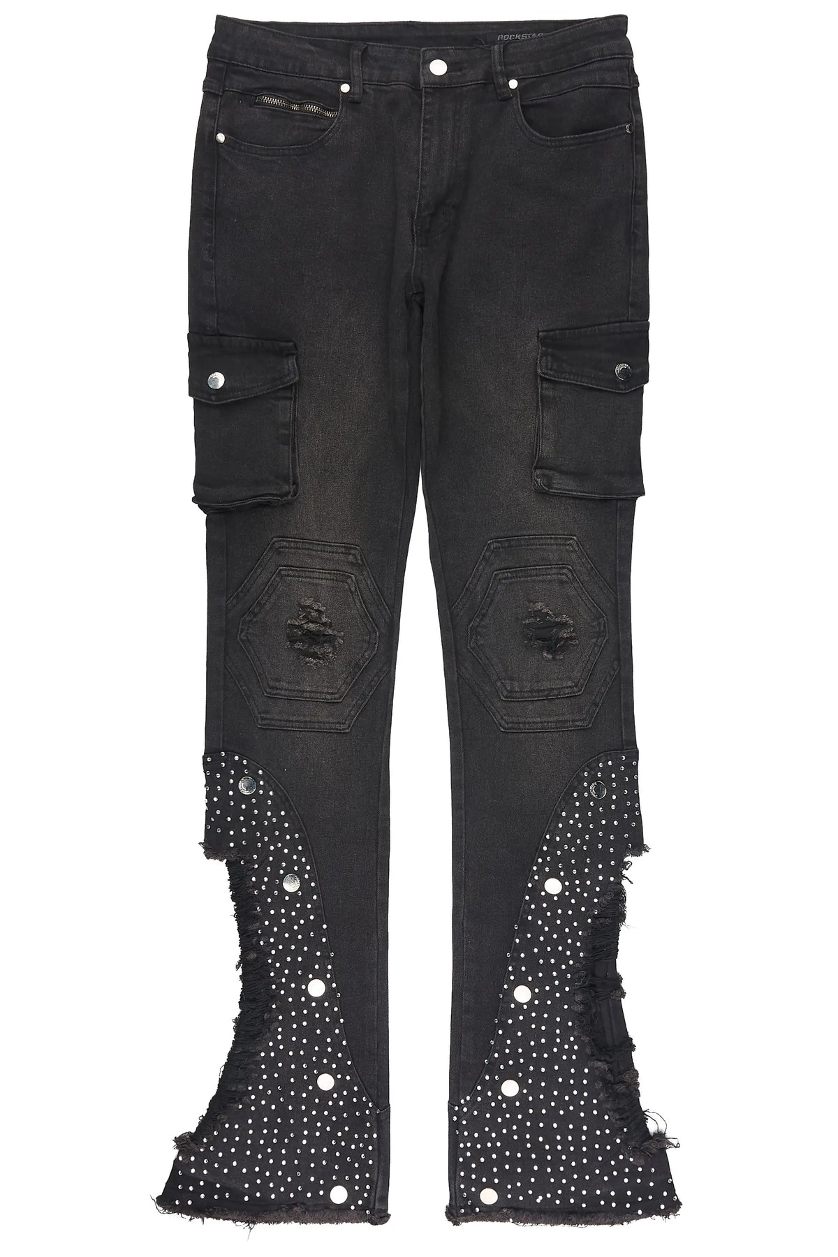 Delevan Black Rhinestone Stacked Fit Jean