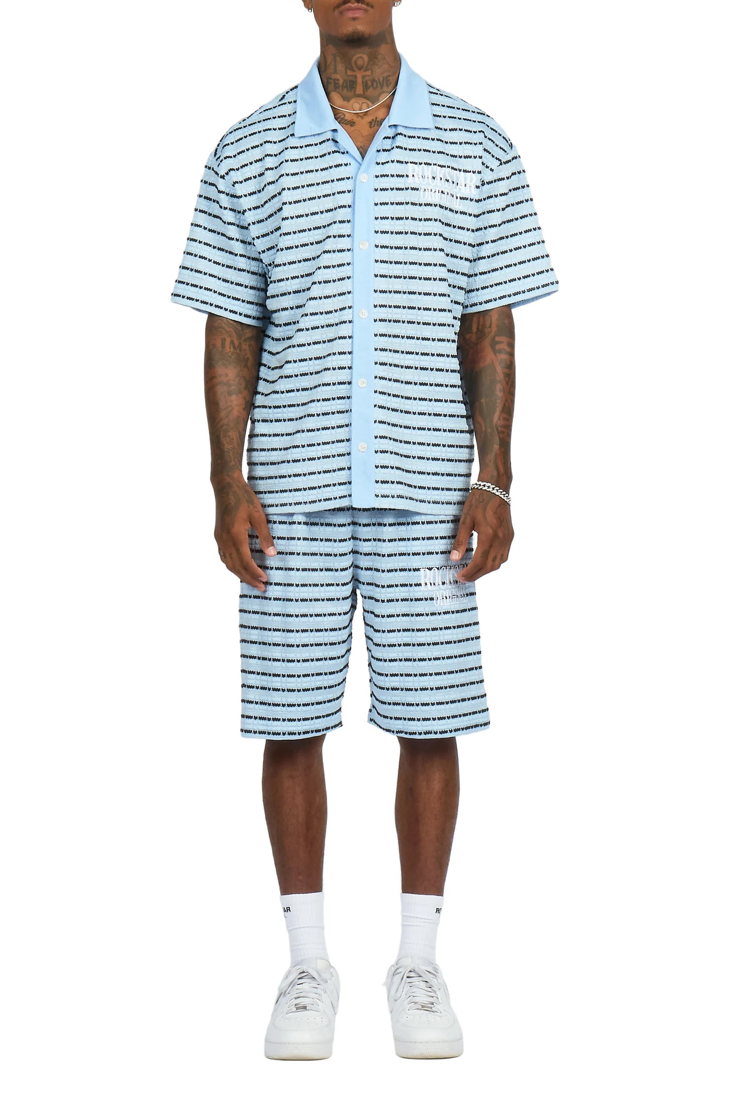 Jacobson Blue Button Down Shirt/Short Set