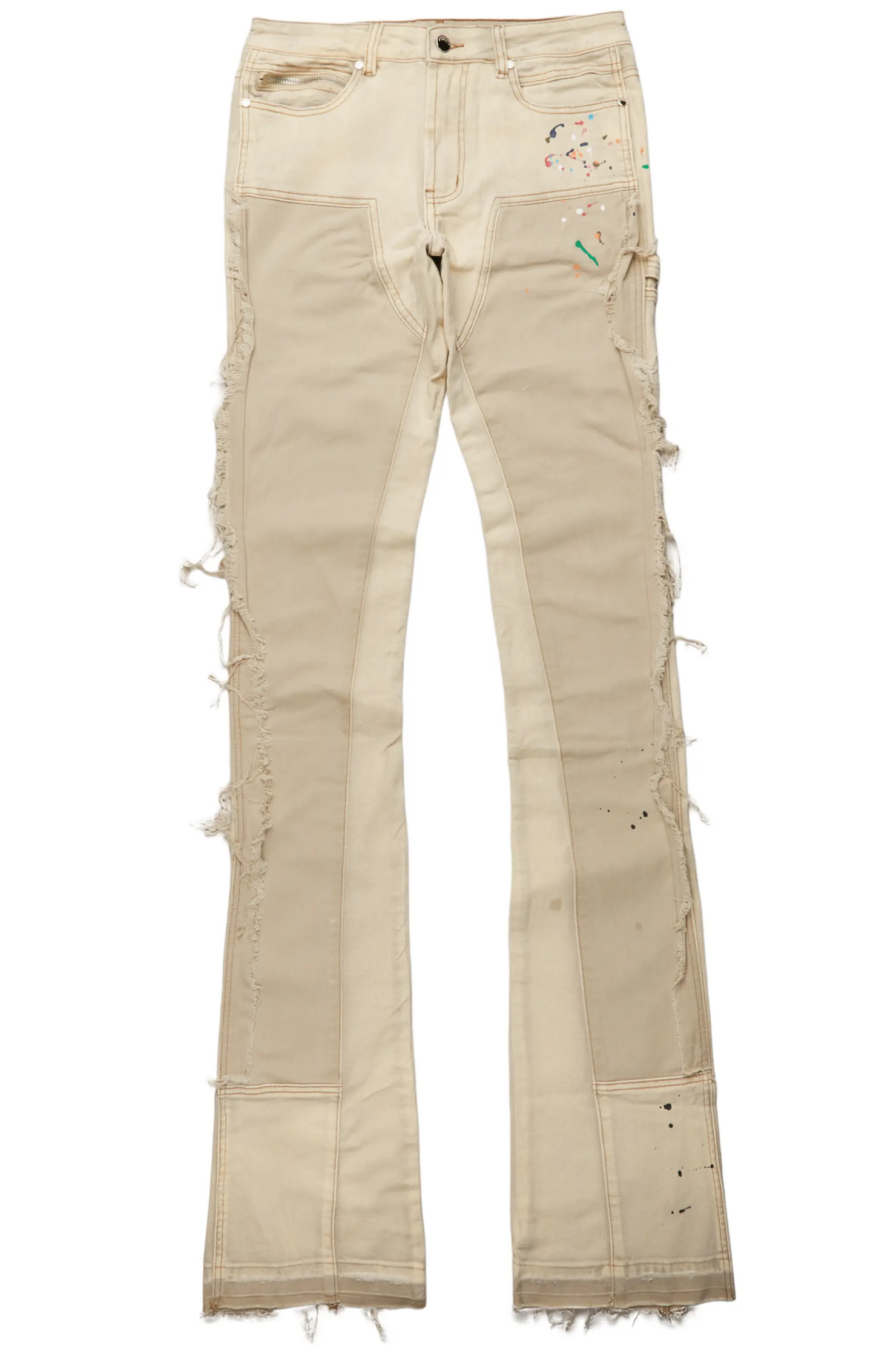 Carson Beige Super Stacked Flare Jean