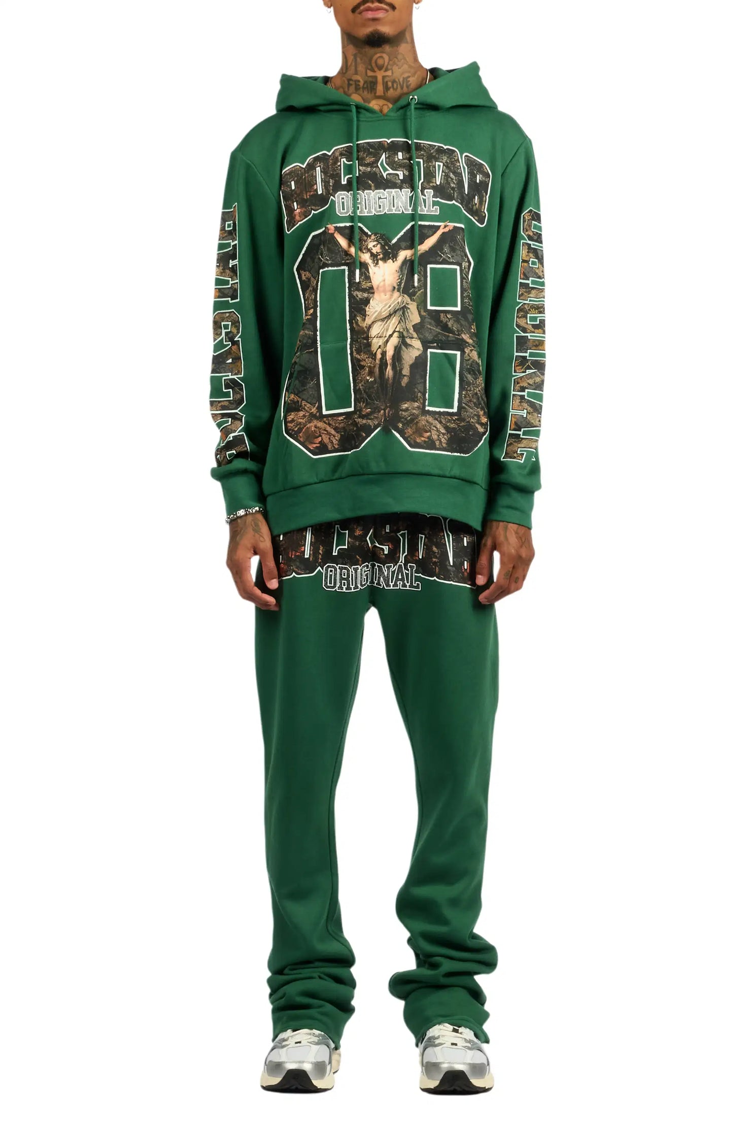 Fields Green Hoodie/Stacked Pant Track Set