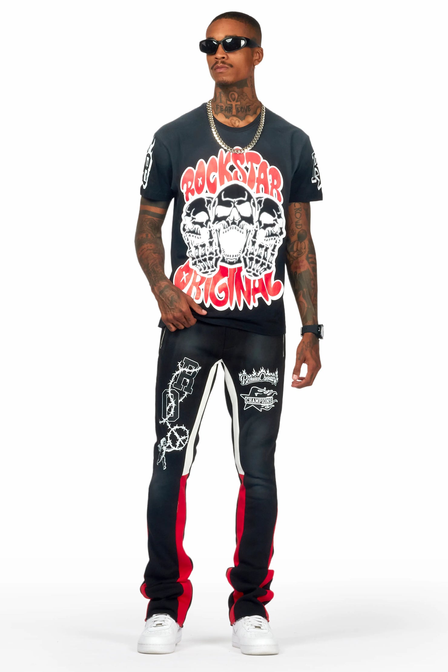 Rune Black T-Shirt/Stacked Flare Track Set