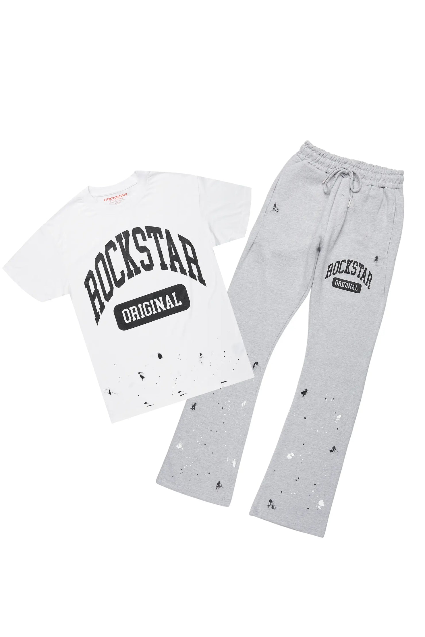 Rainer White/Grey T-Shirt/Stacked Track Pant Set