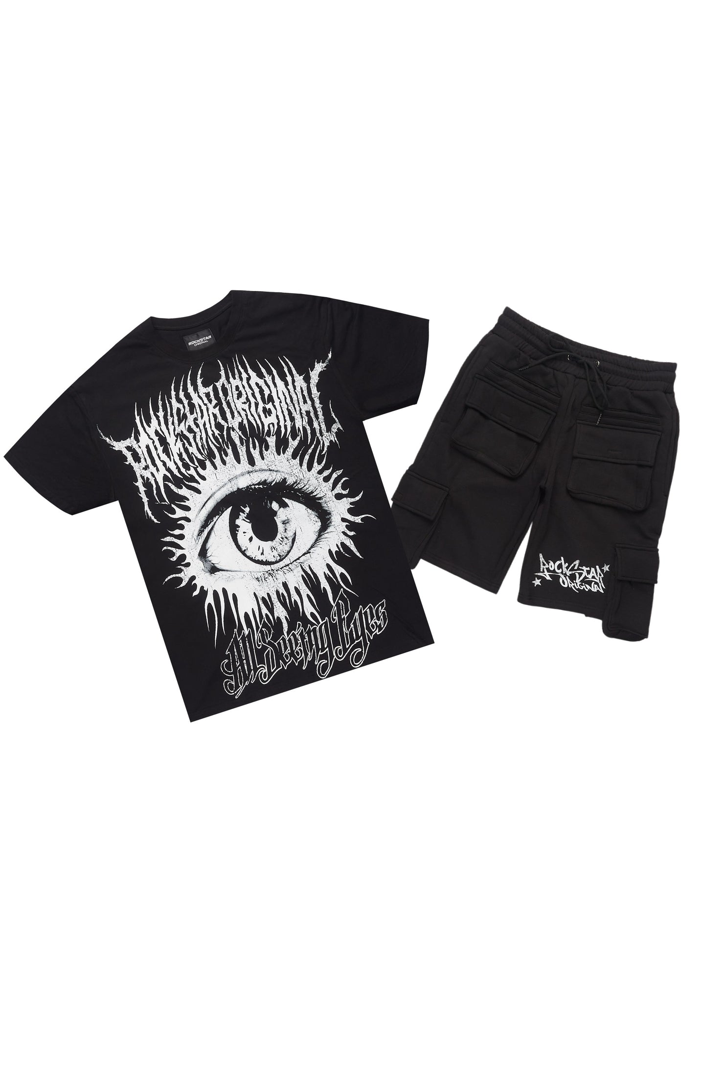 All Seeing Eyes Black/White T-Shirt Cargo Short Set
