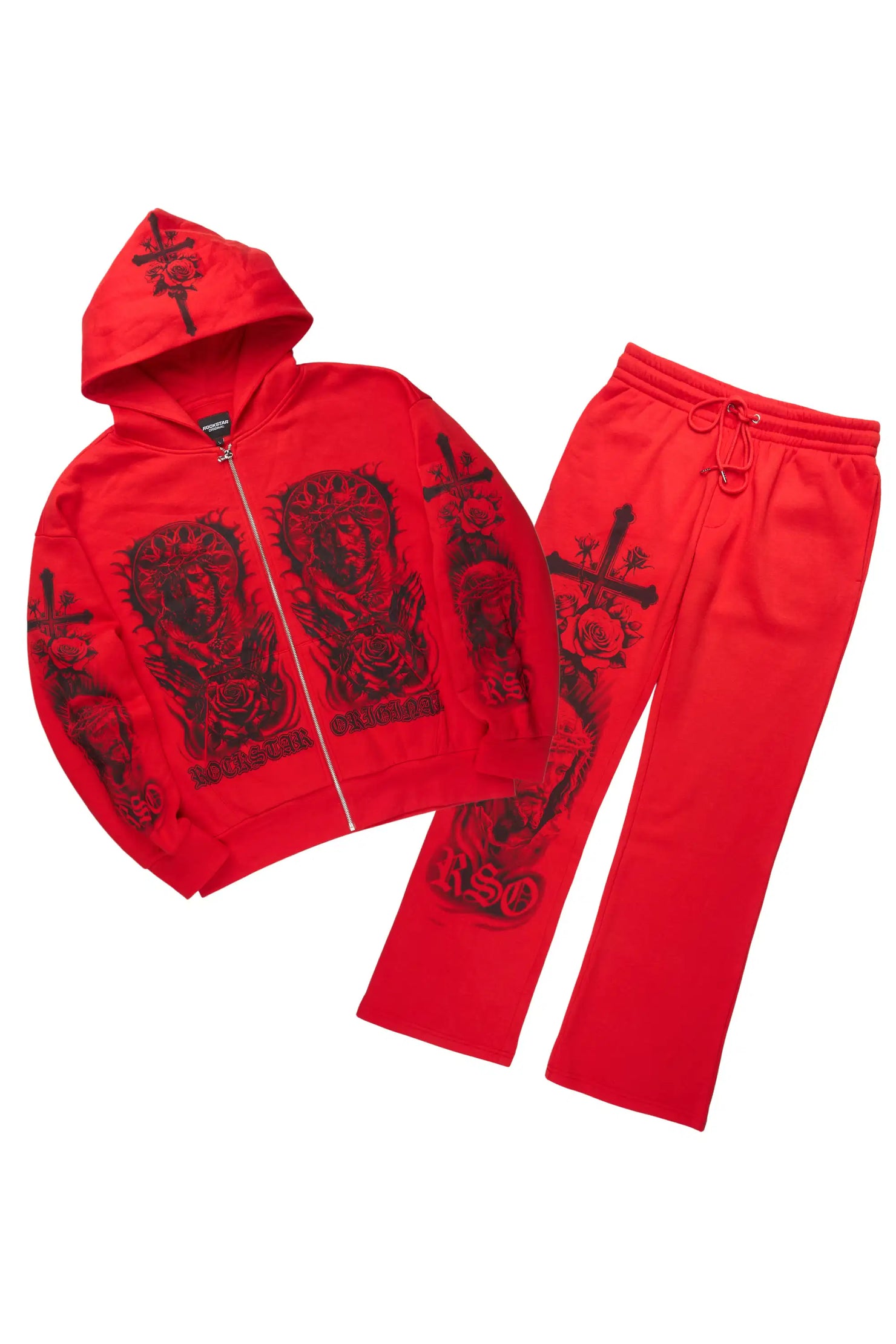Blasted Red Hoodie/Baggy Pant Track Set