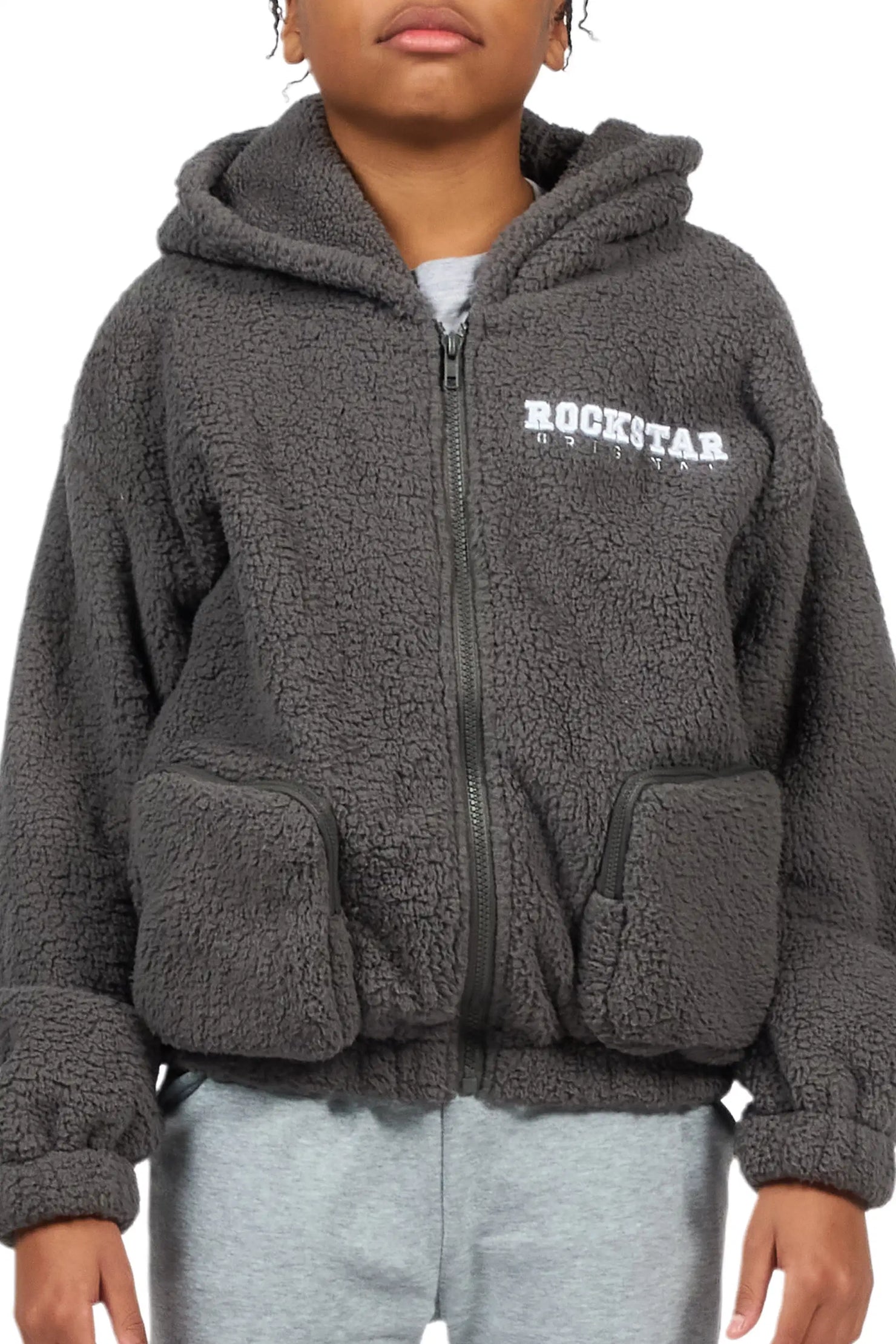 Boys Lonia Grey Sherpa Jacket