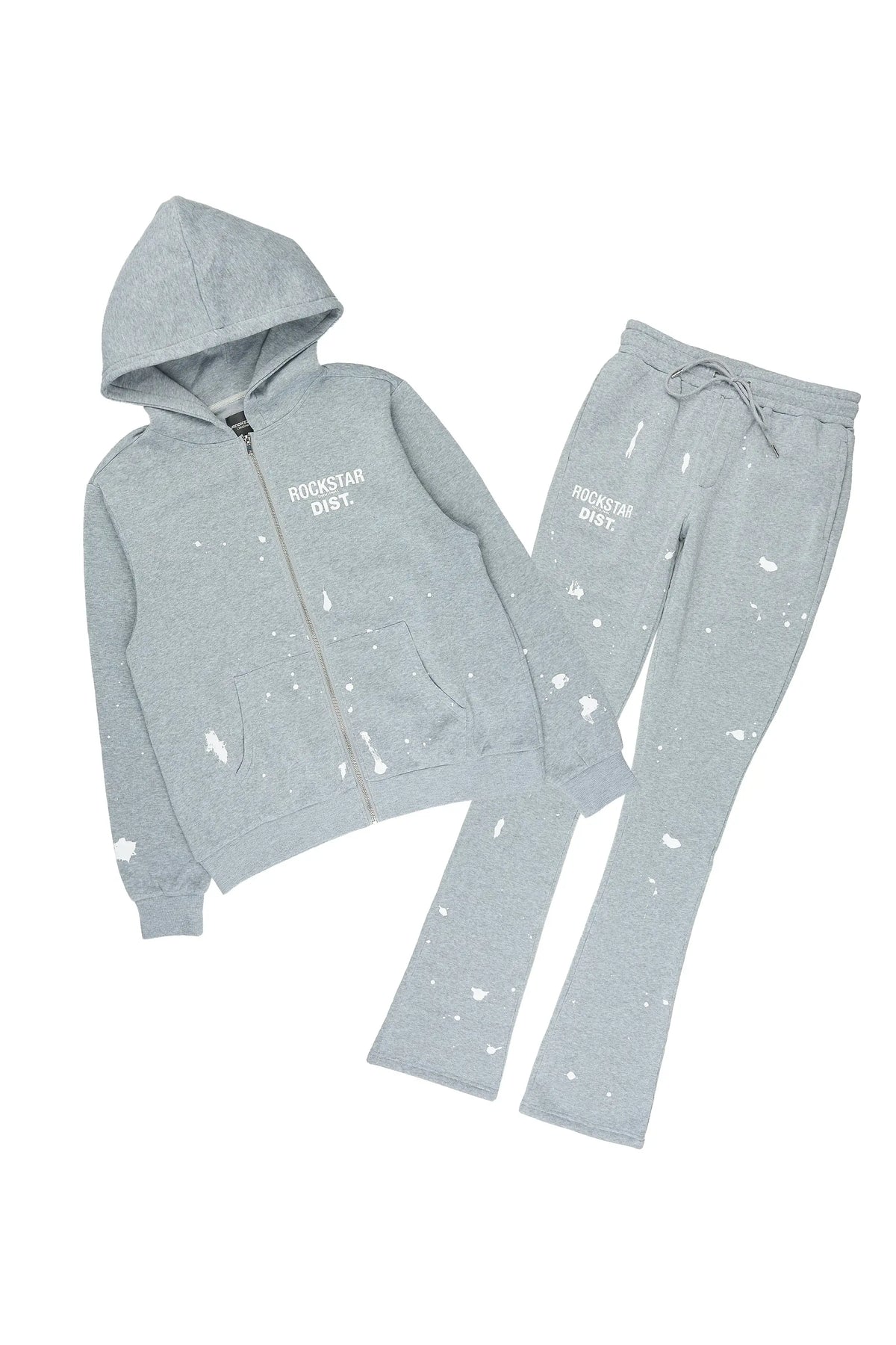 Zip Up Heathery Grey Raffer Hoodie/Stacked Track Set