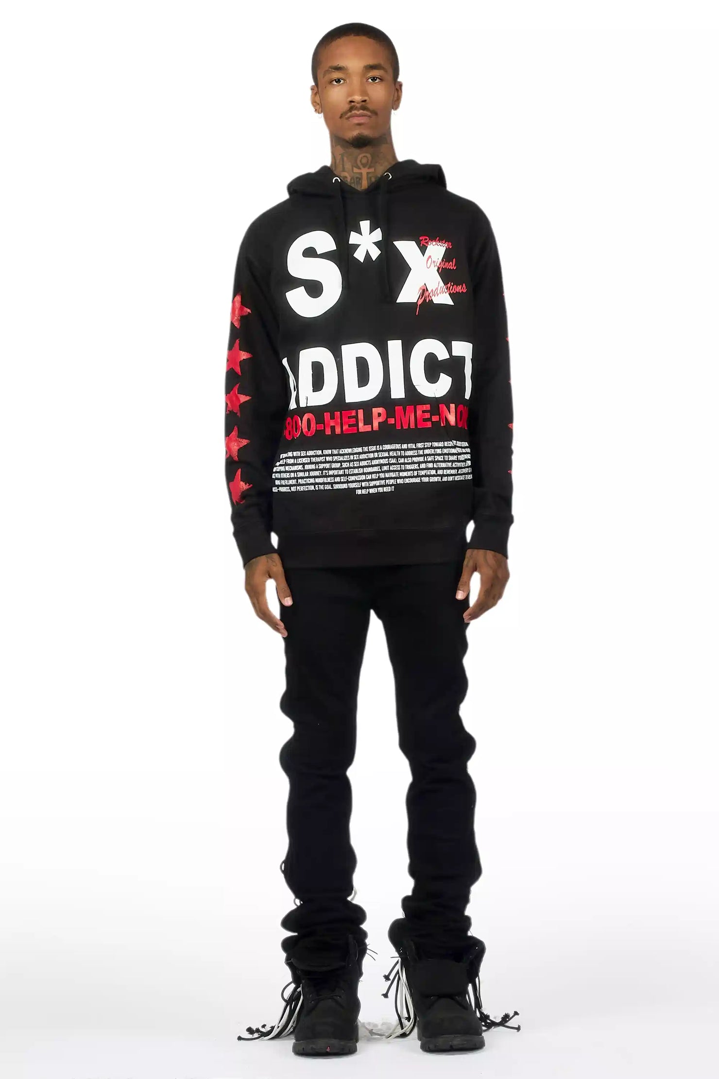 Otto Black Stacked Flare Jean