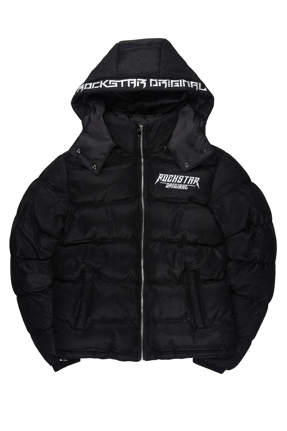 Meranda Black 2.0 Oversized Glitter Puffer Jacket