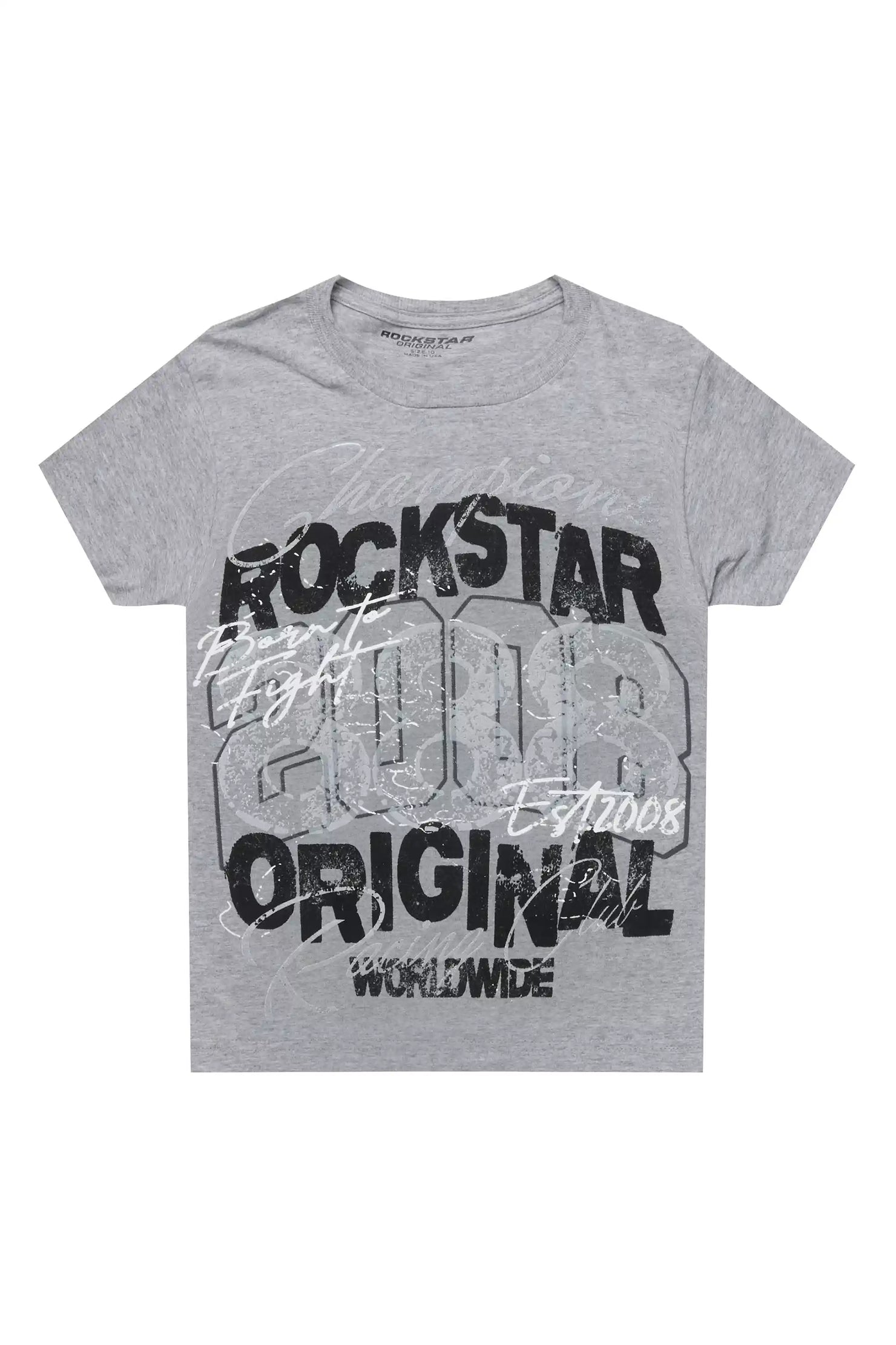 Boys Kairen Grey/Black Graphic T-Shirt