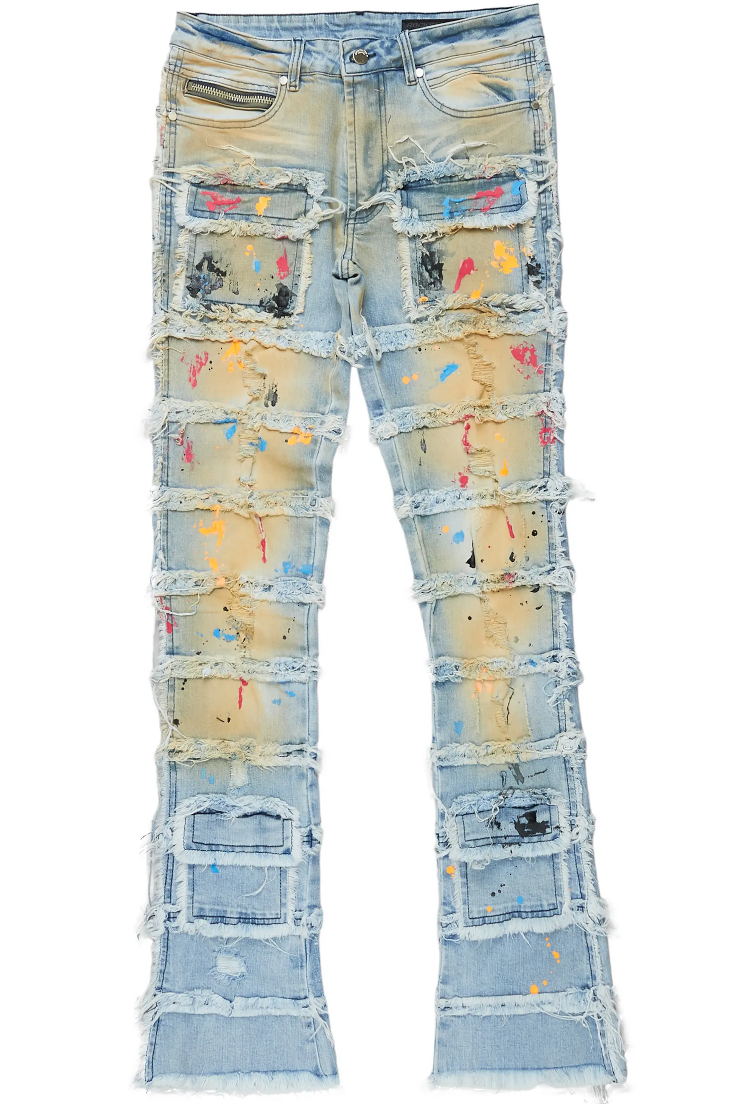 Zafer Blue Painter Stacked Flare Jean