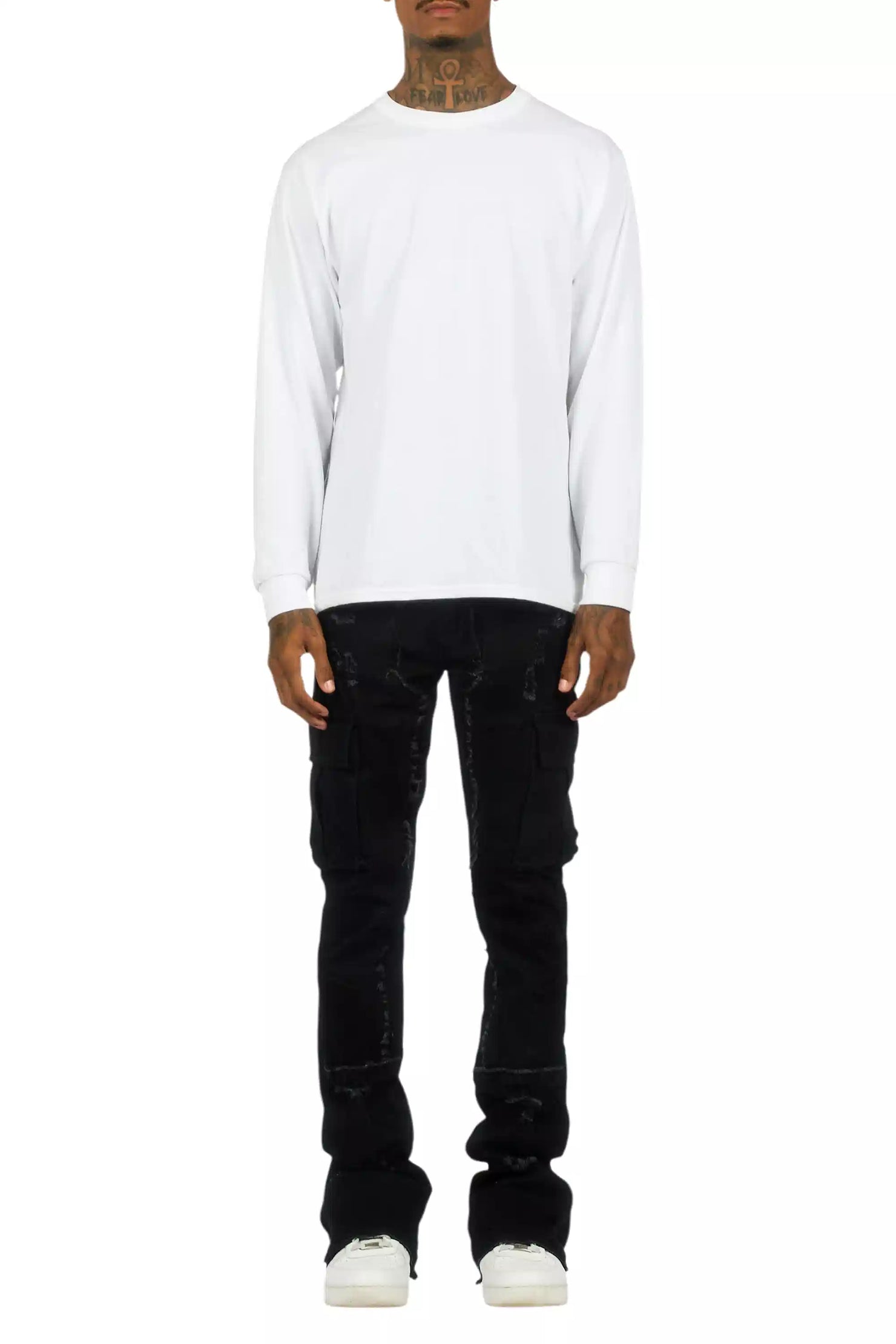 Aftermath Jet Black Stacked Flare Jean