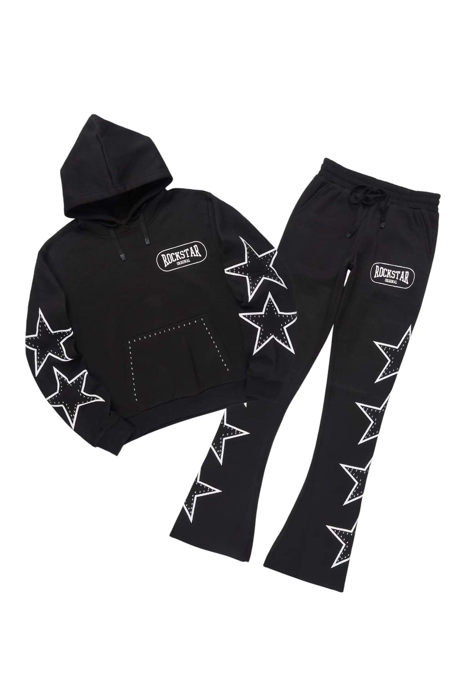 Alexius Black Rhinestone Stacked Track Set