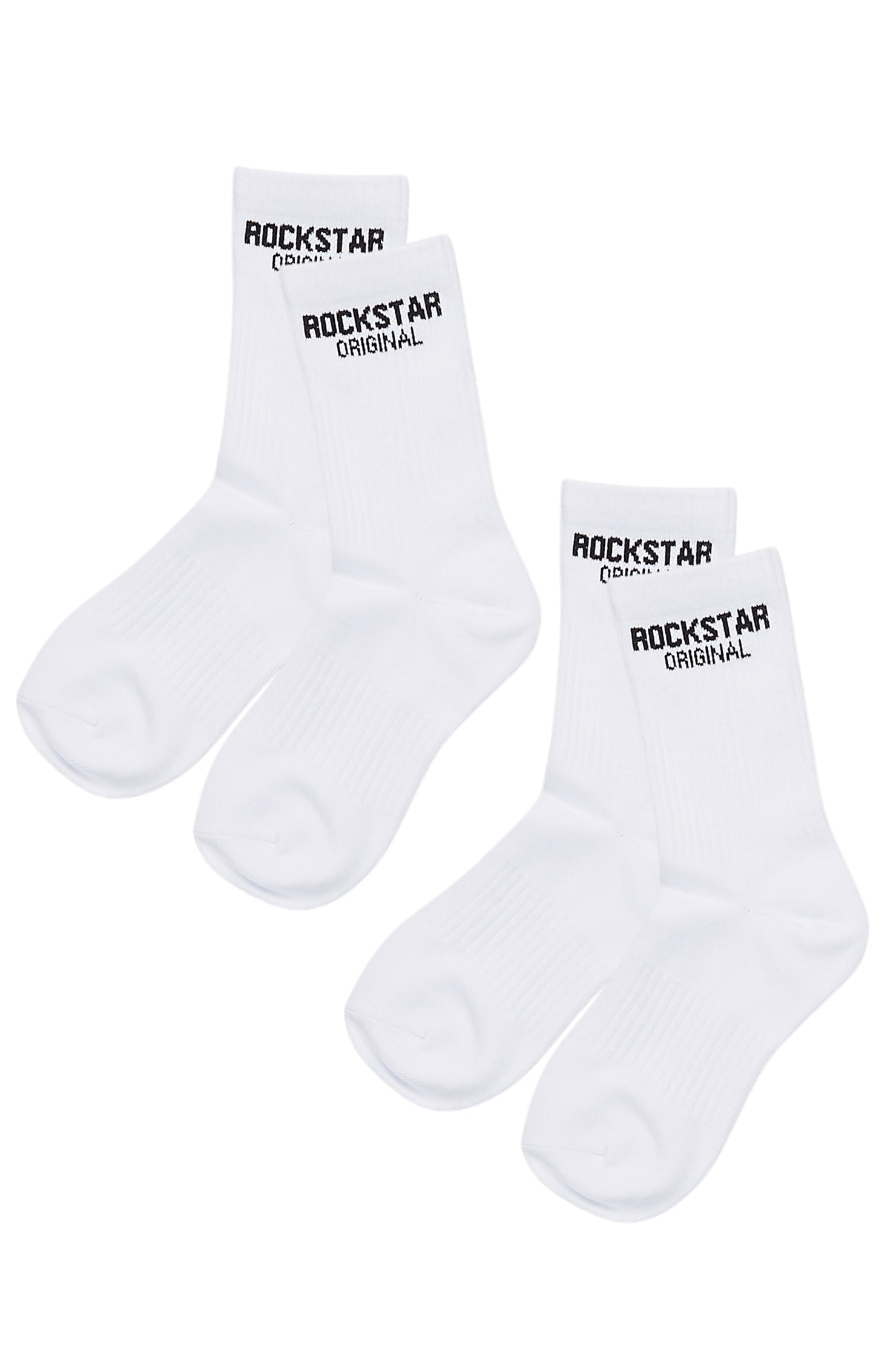 Rockstar Dist White Basic Socks 2 Pack