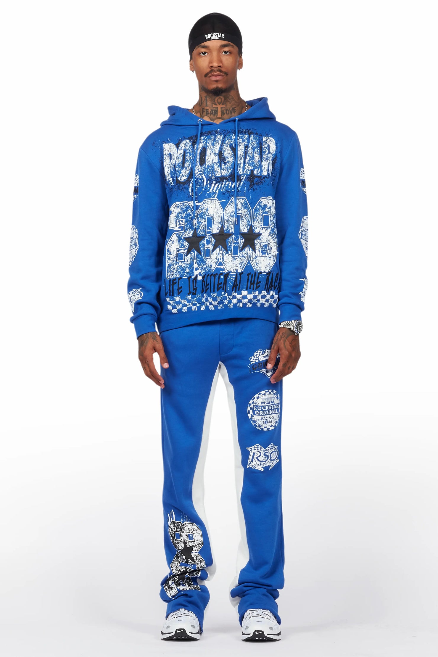 Racing Grung Royal Blue Hoodie/Baggy Track Pant Set