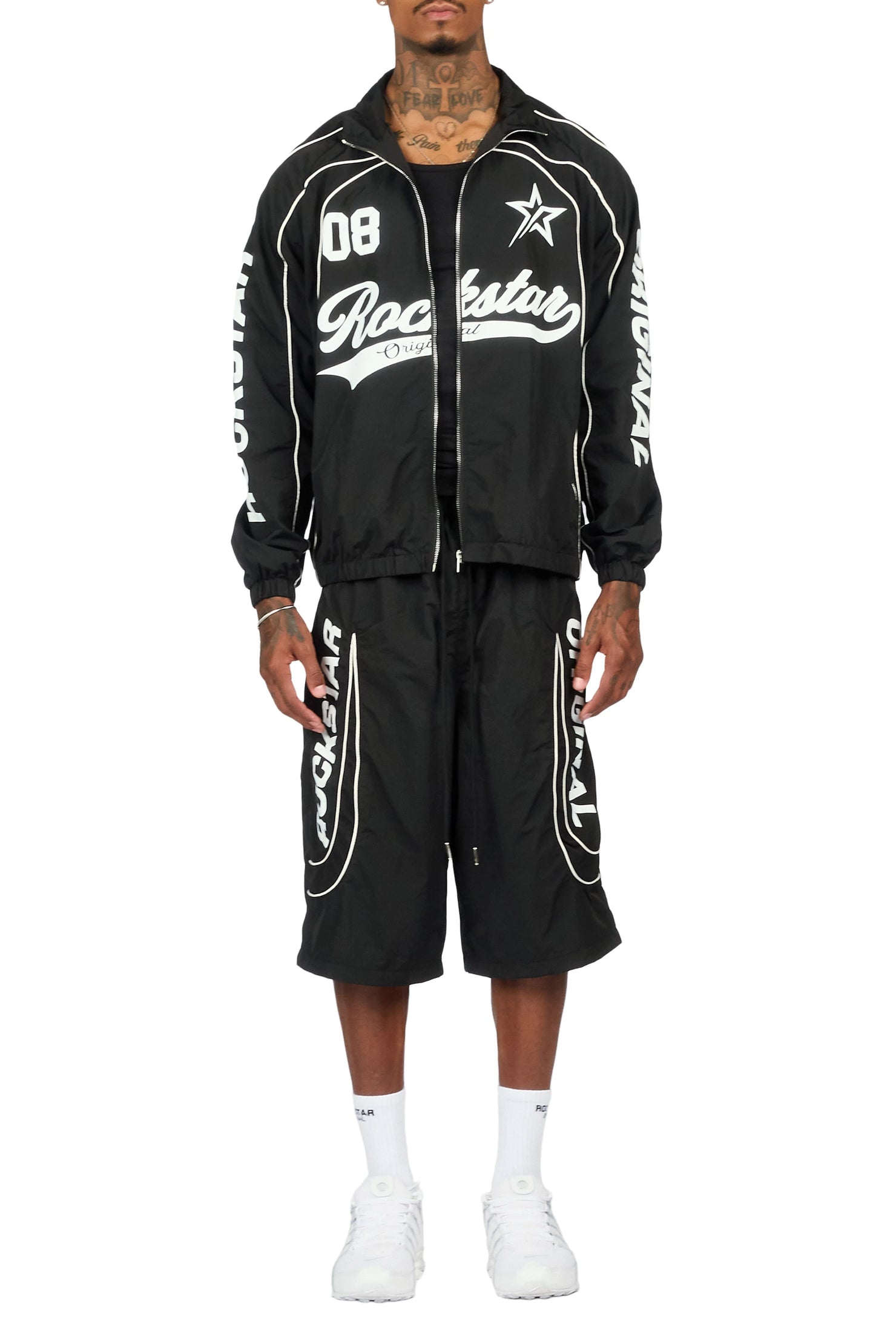 Winich Black Windbreaker Short Set