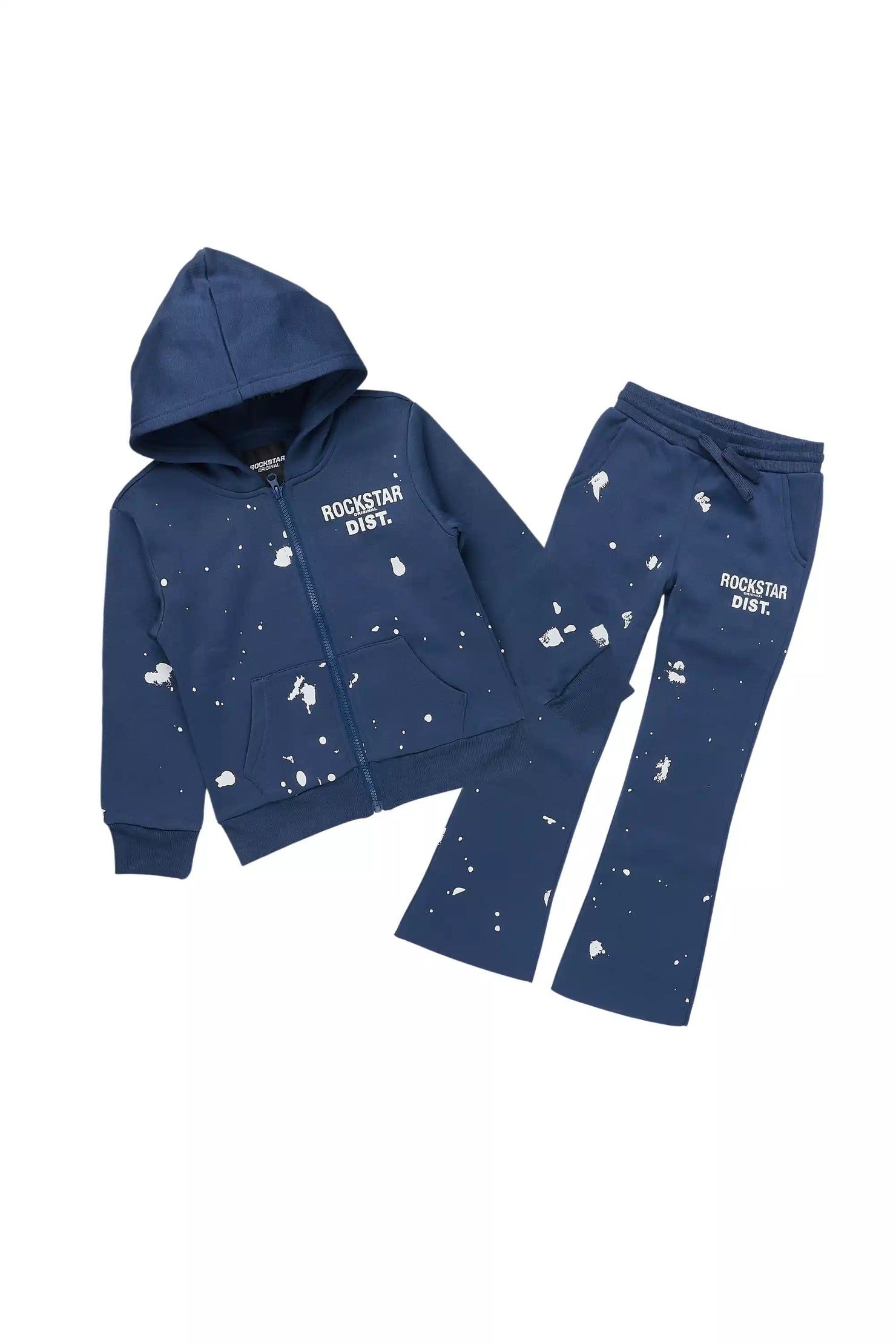 Girls Halloway Navy Zip Up Stacked Flare Track Set